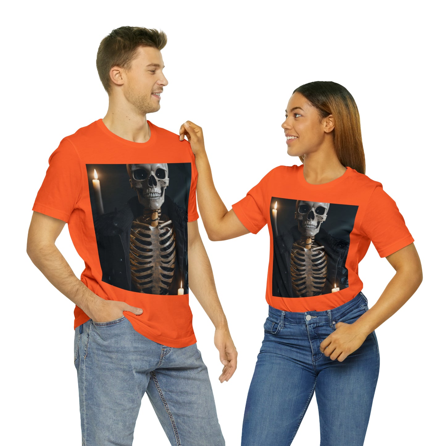 Unisex Jersey Short Sleeve Tee - Halloween Skeleton man AI - 03