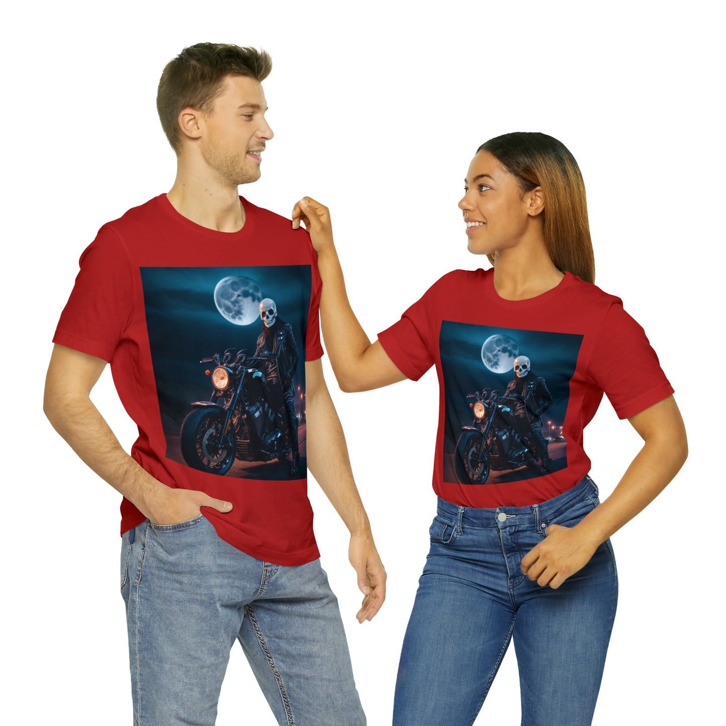 Unisex Jersey Short Sleeve Tee - Halloween Motorcyclist AI - 02