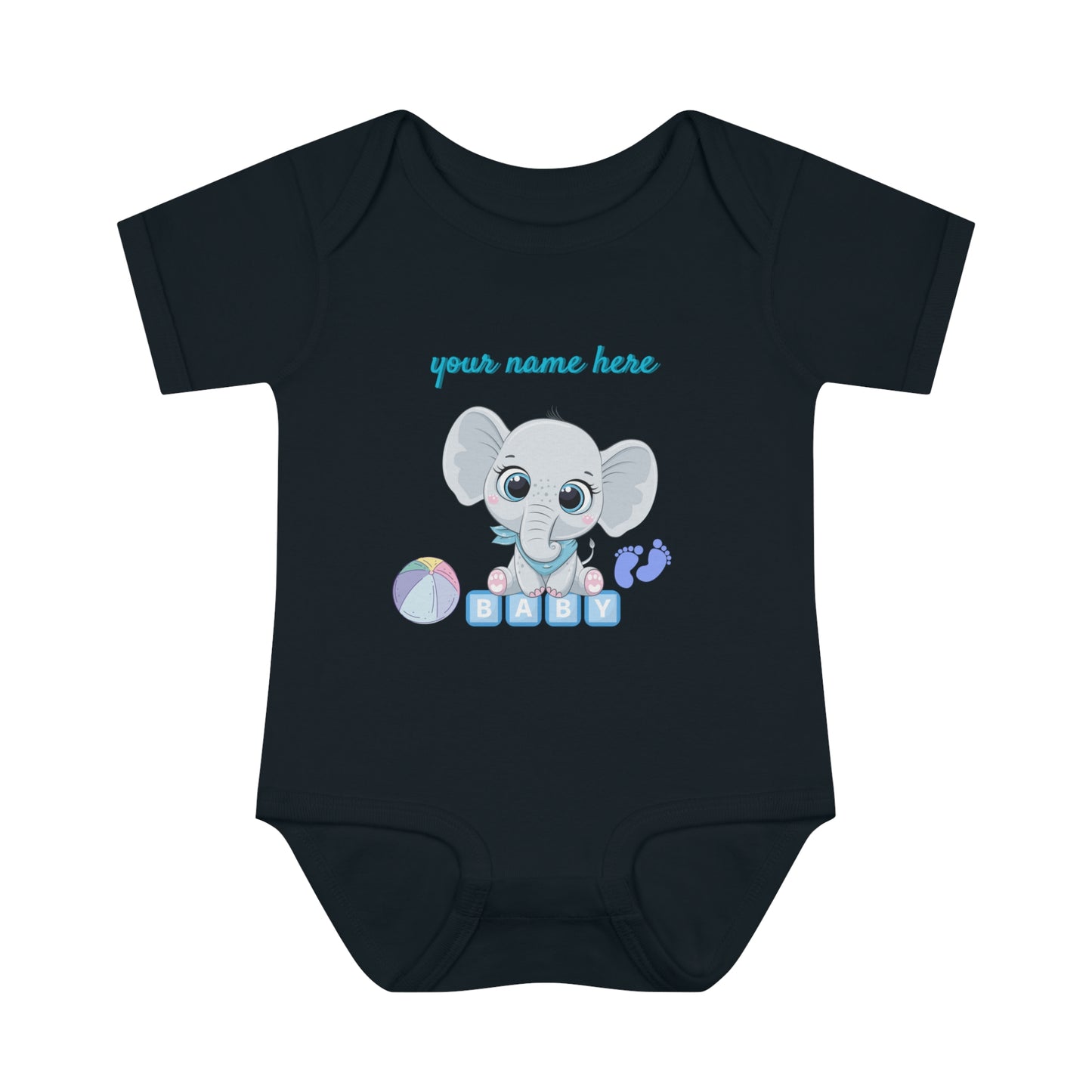 Body côtelé pour bébé - Bébé éléphant - Personnalisé - 01