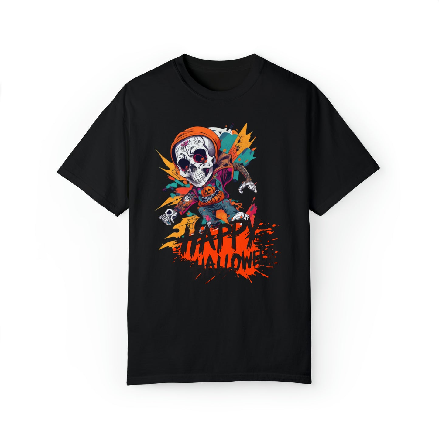 Camiseta unisex teñida en prenda - Halloween - Calavera joven