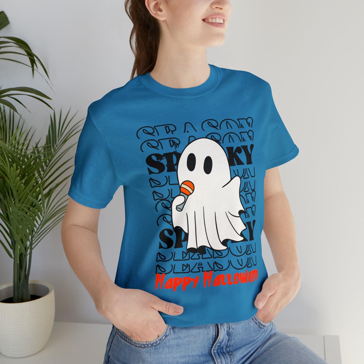 Camiseta de manga corta de jersey unisex - Halloween - Pequeño fantasma - 06