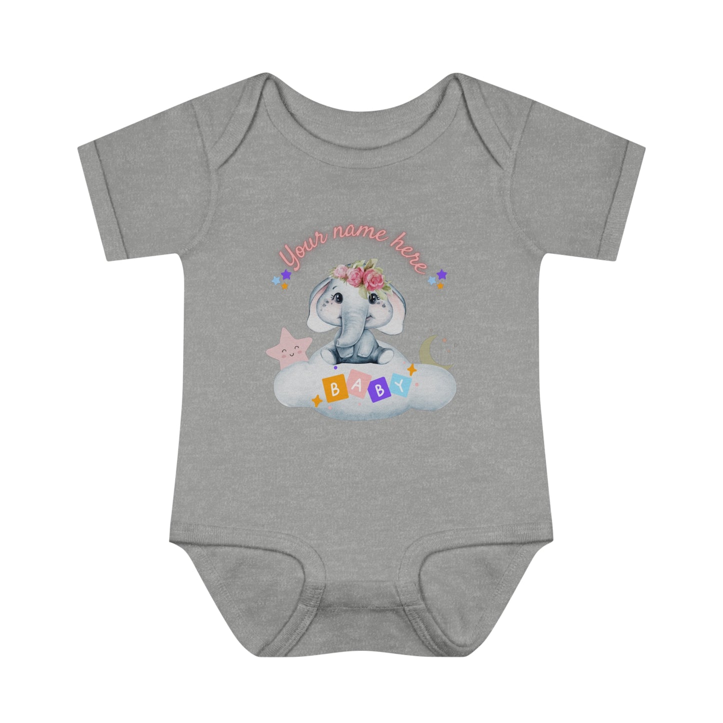 Infant Baby Rib Bodysuit - Baby elephant - Custom - 03