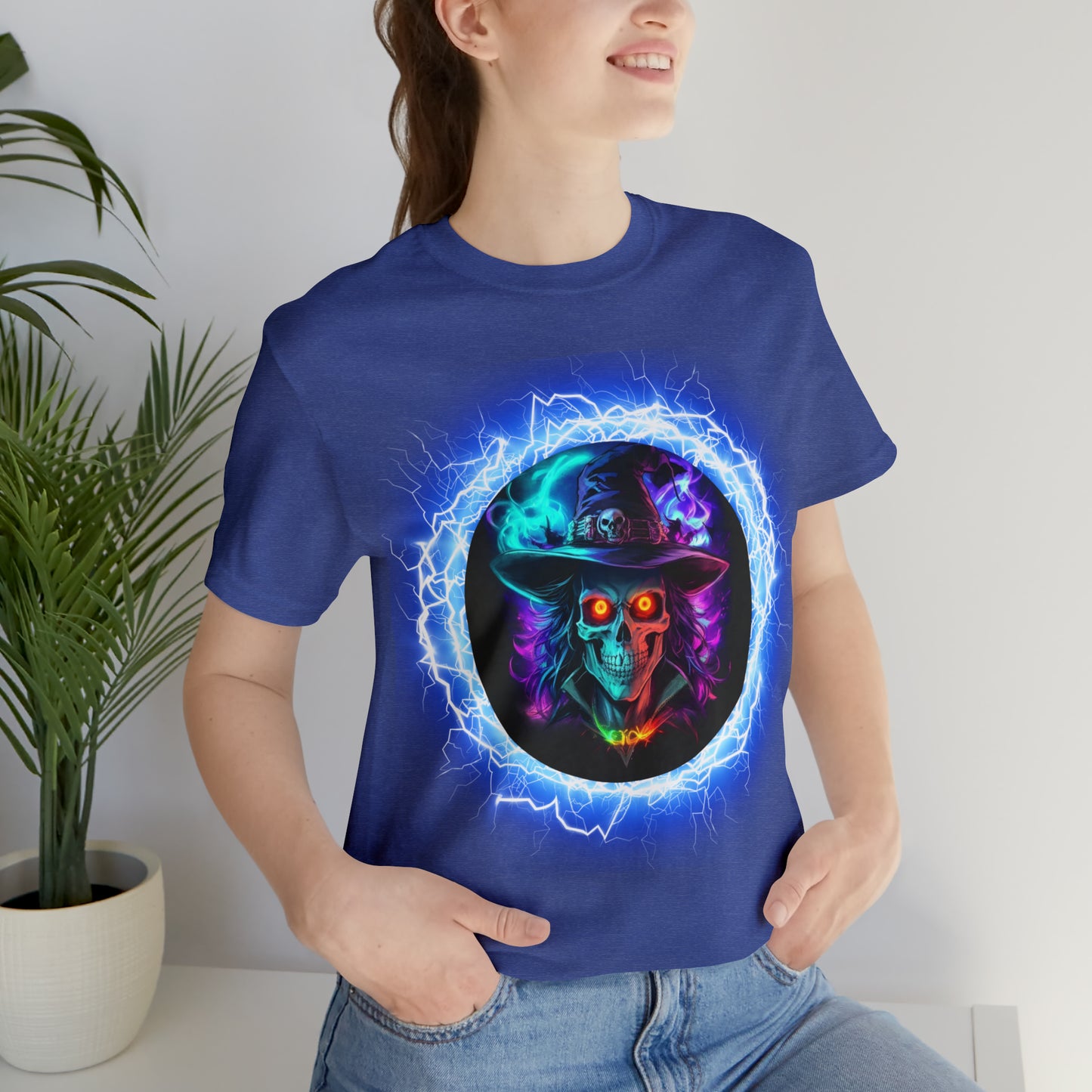 Camiseta de manga corta unisex Jersey - Calaveras de brujas de Halloween - 06