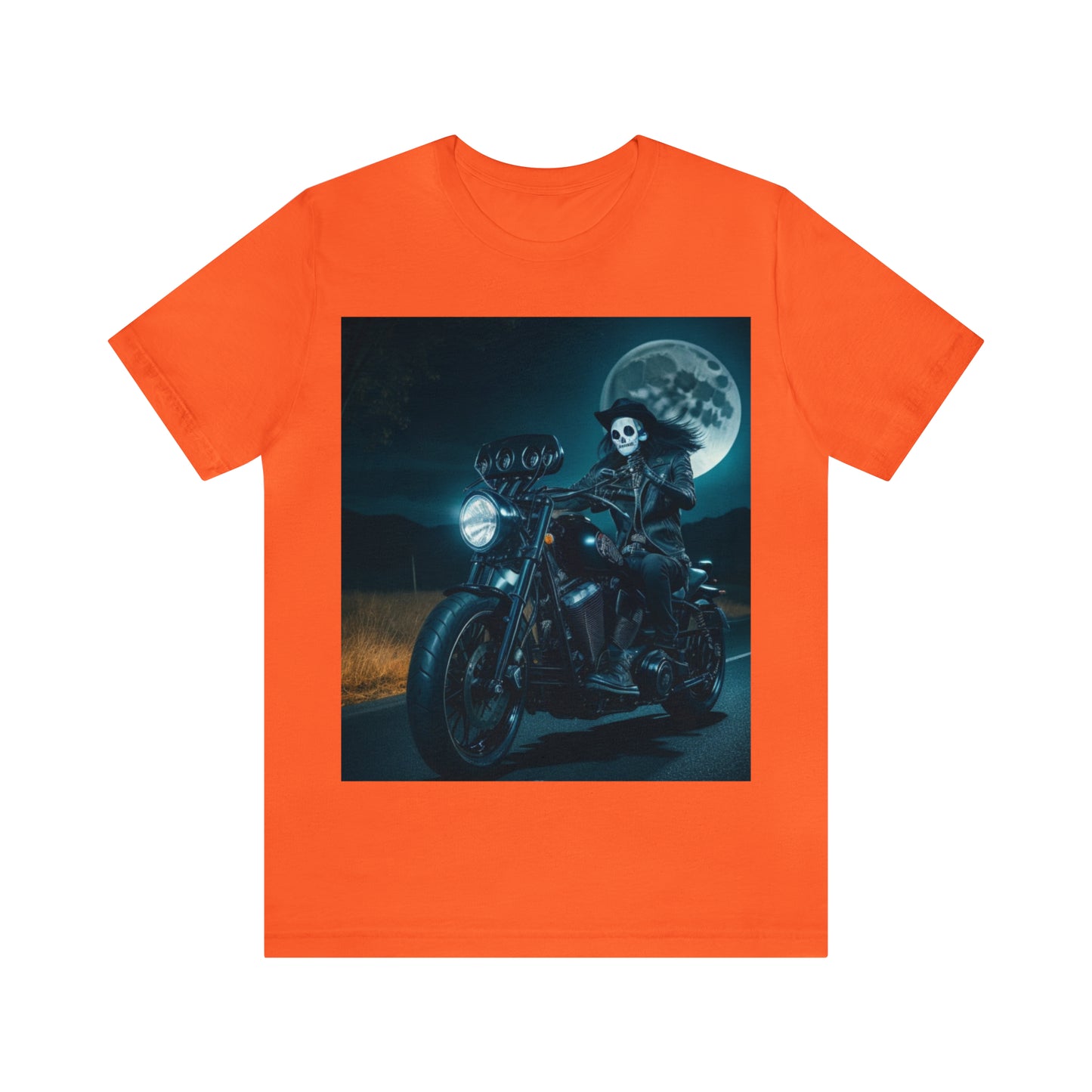 Camiseta de manga corta Unisex Jersey - Motociclista de Halloween AI - 01