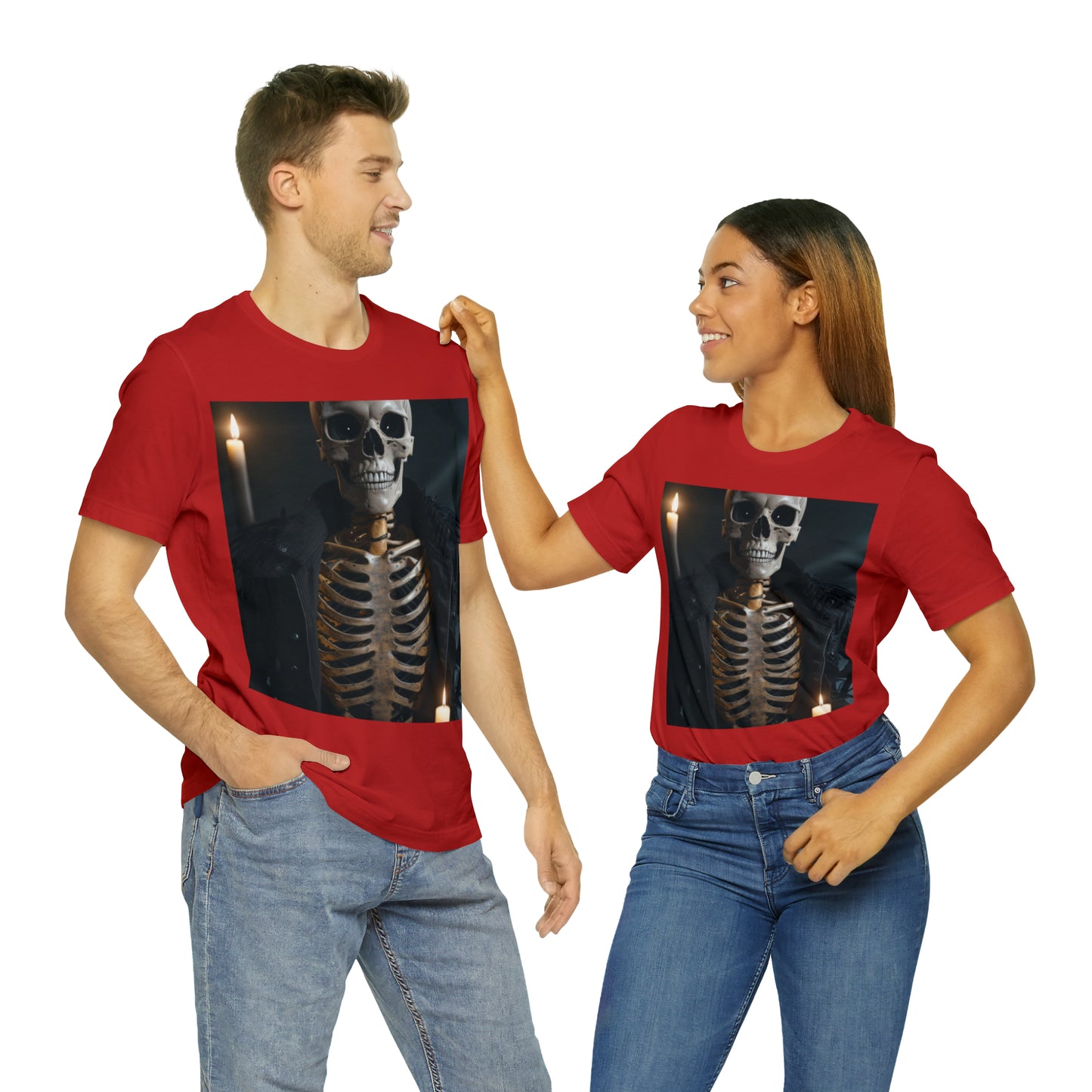 Camiseta de manga corta Unisex Jersey - Halloween Skeleton man AI - 03