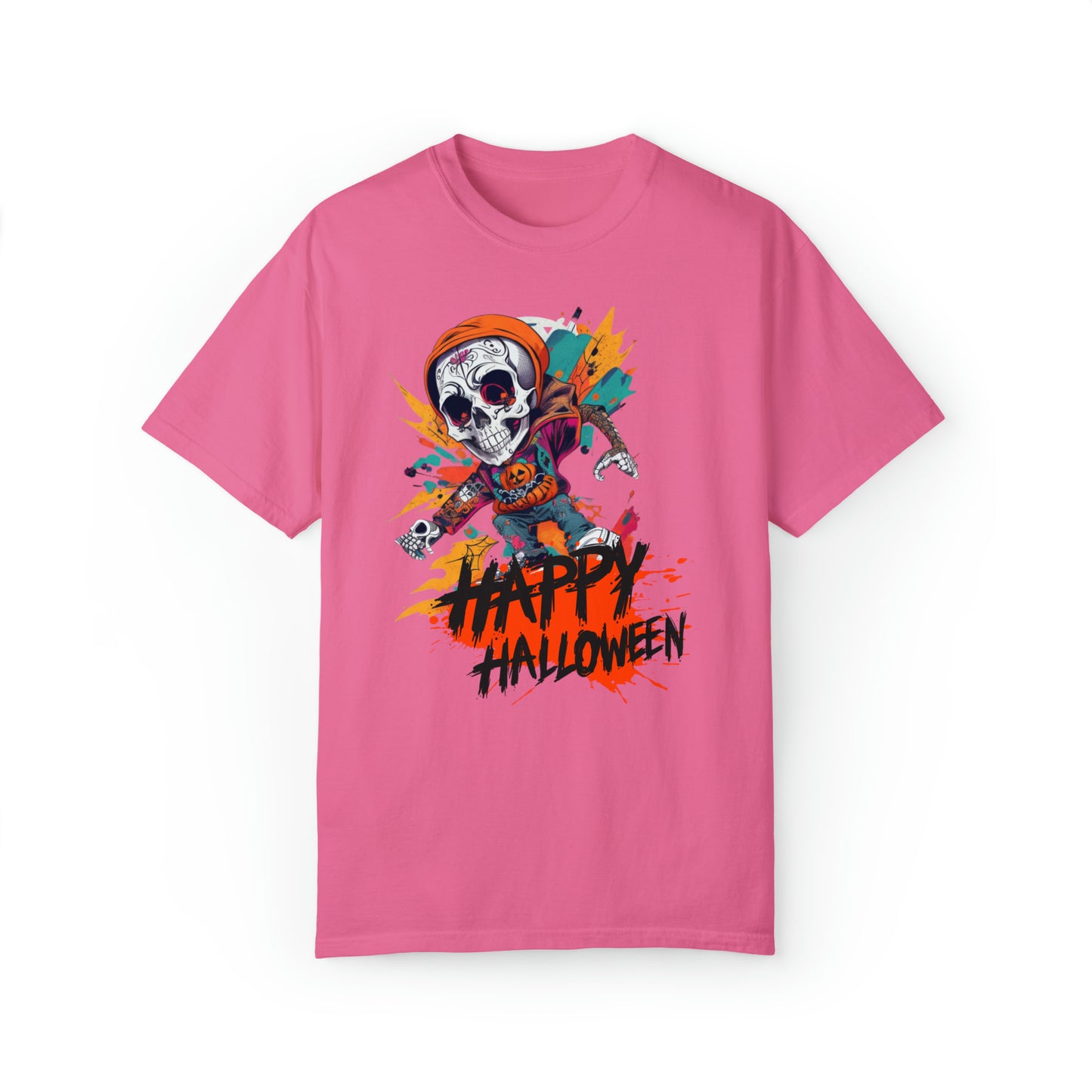 Camiseta unisex teñida en prenda - Halloween - Calavera joven