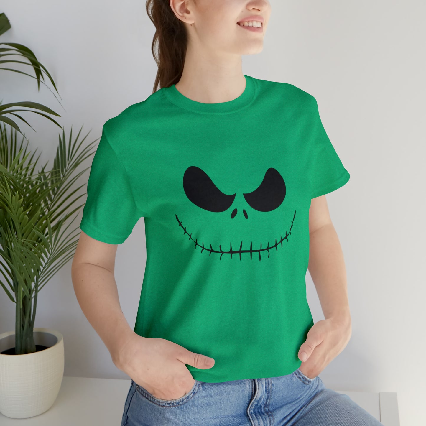 Camiseta de manga corta Unisex Jersey - Cara de terror de Halloween - 02