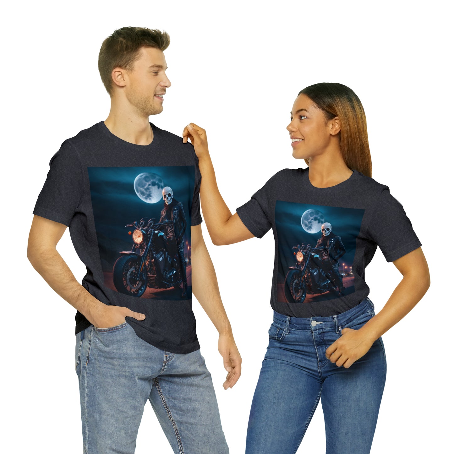 Unisex Jersey Short Sleeve Tee - Halloween Motorcyclist AI - 02