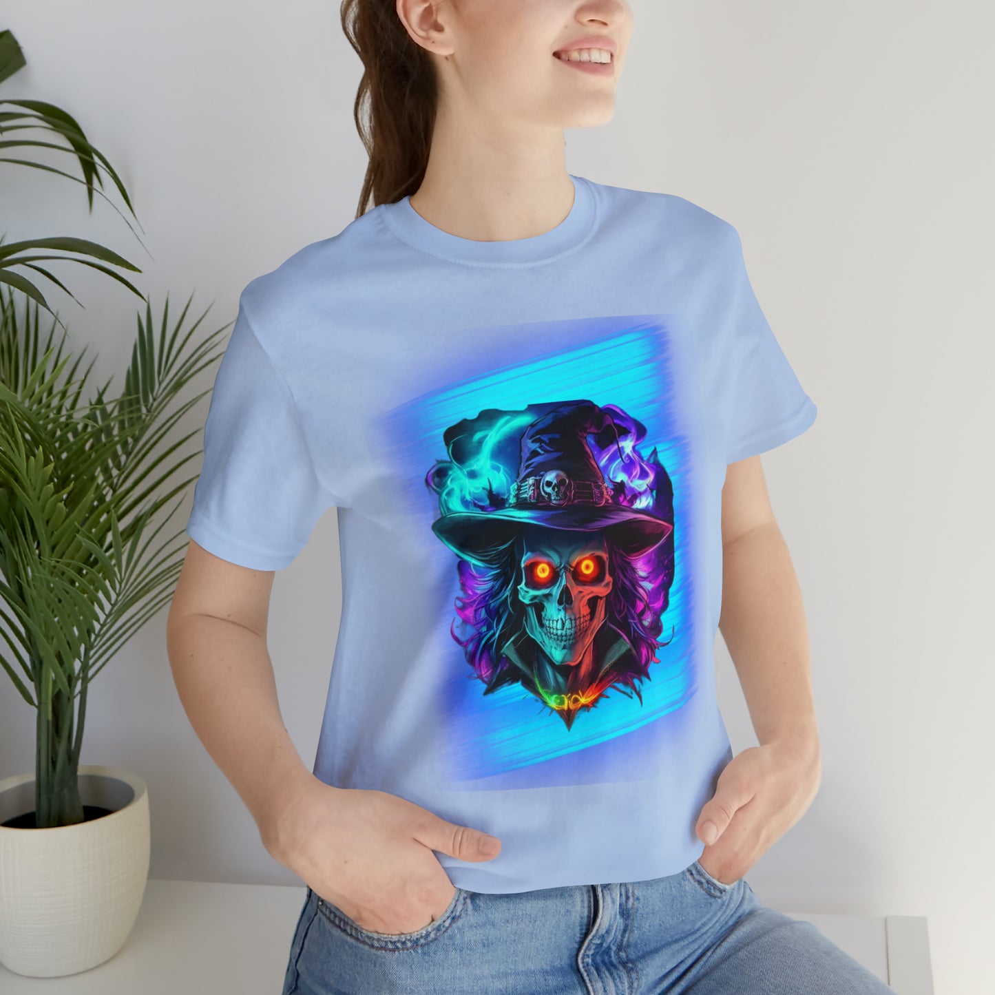 Camiseta de manga corta unisex Jersey - Calaveras de brujas de Halloween - 08