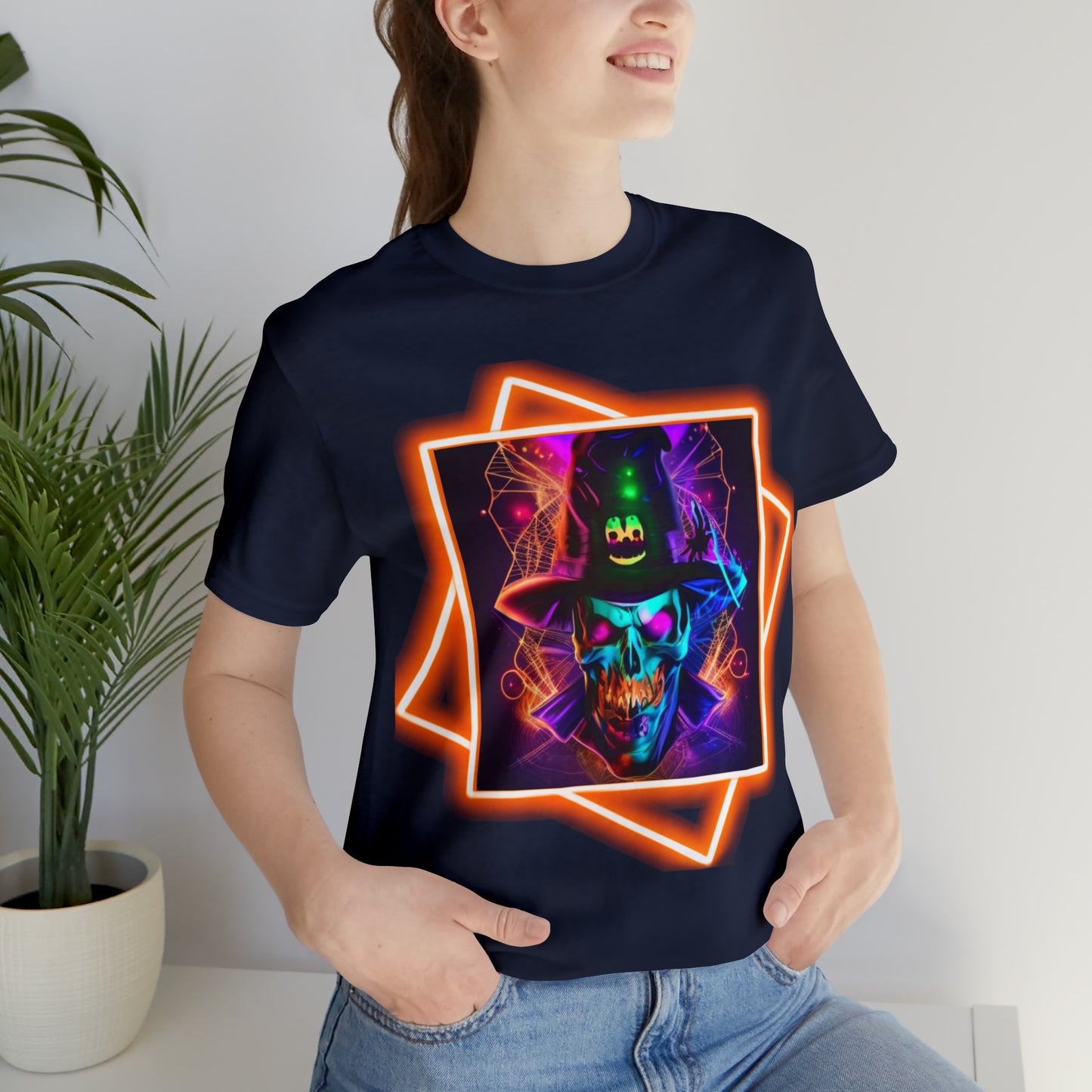 Camiseta de manga corta unisex Jersey - Calaveras de brujas de Halloween - 03