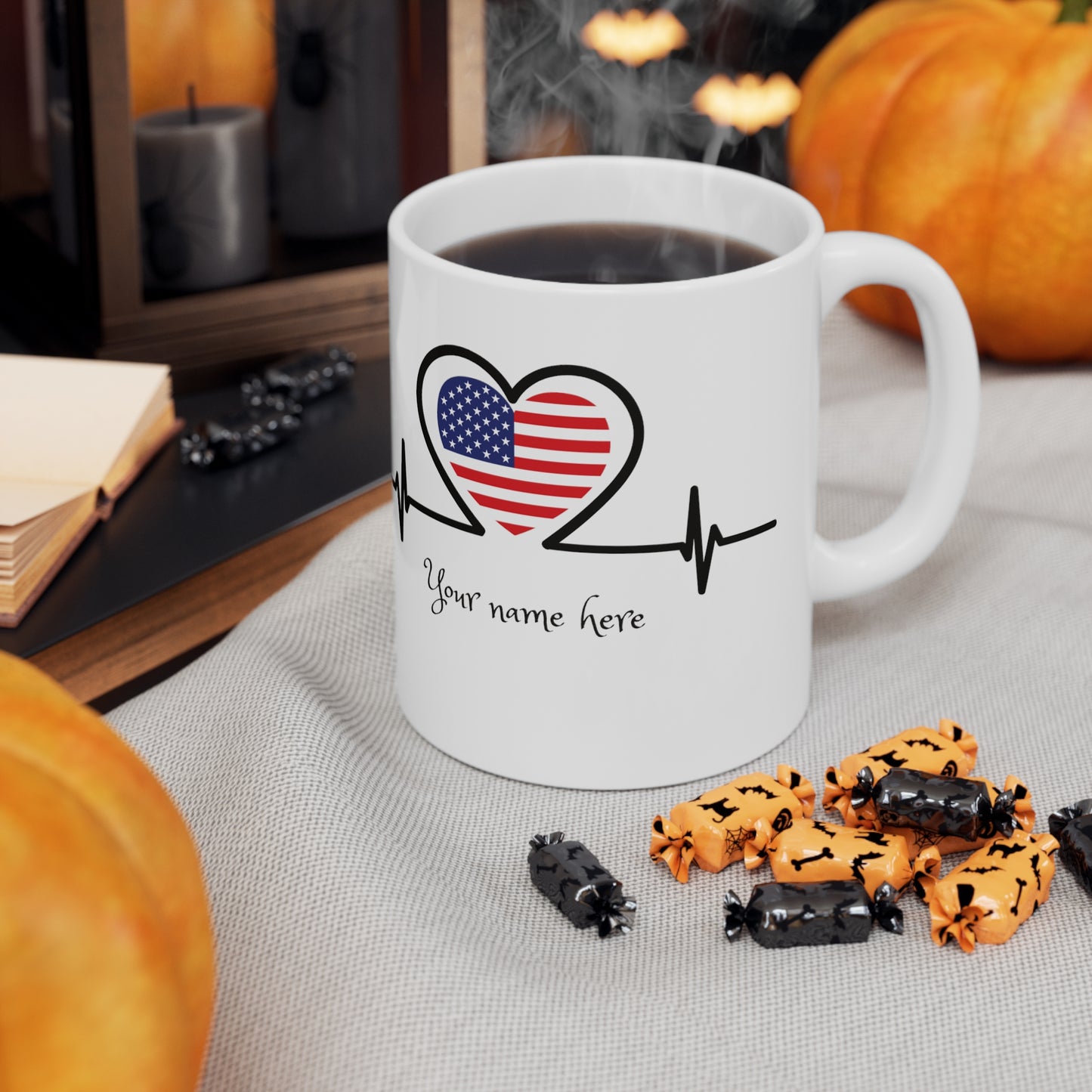 Taza de cerámica 11 oz - Personalizada - Bandera de Estados Unidos
