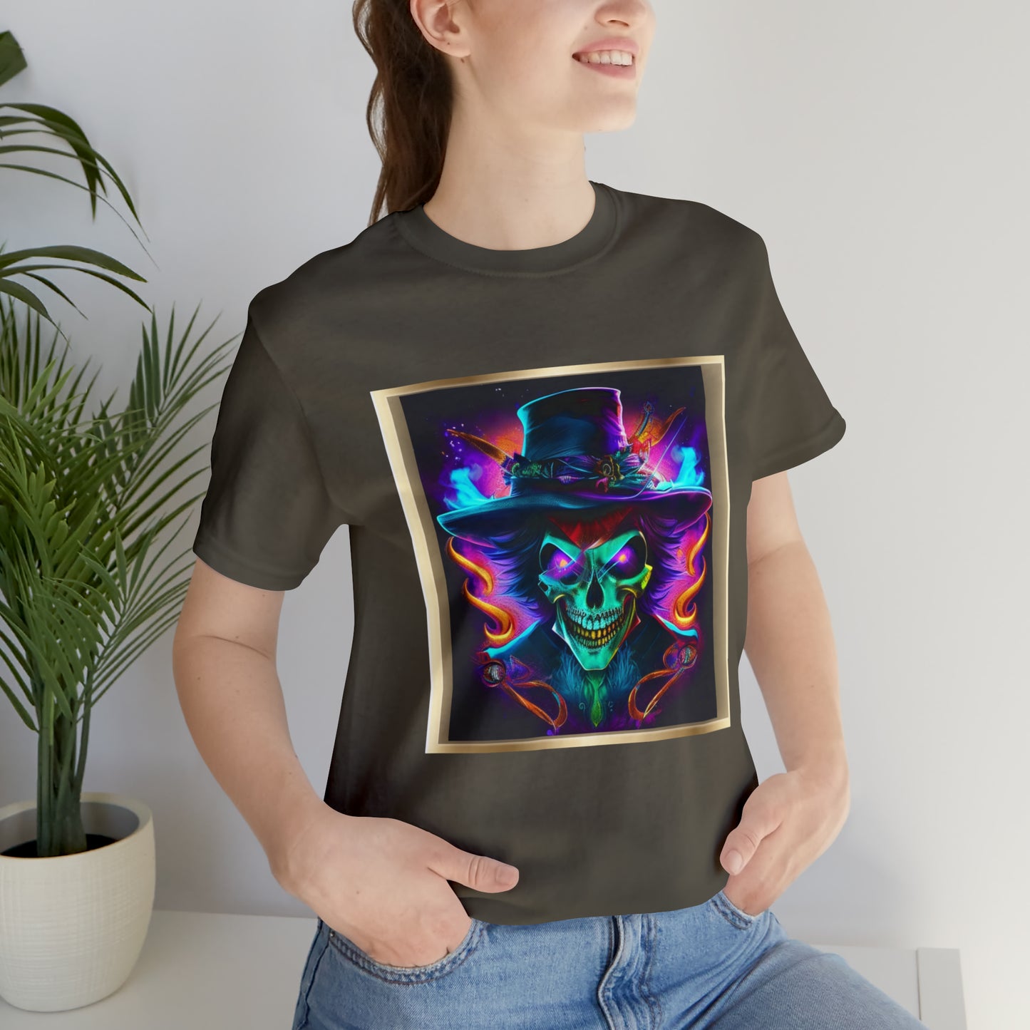Camiseta de manga corta unisex Jersey - Calaveras de brujas de Halloween - 09
