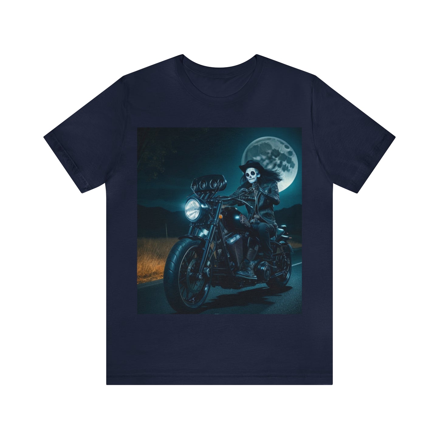 Camiseta de manga corta Unisex Jersey - Motociclista de Halloween AI - 01