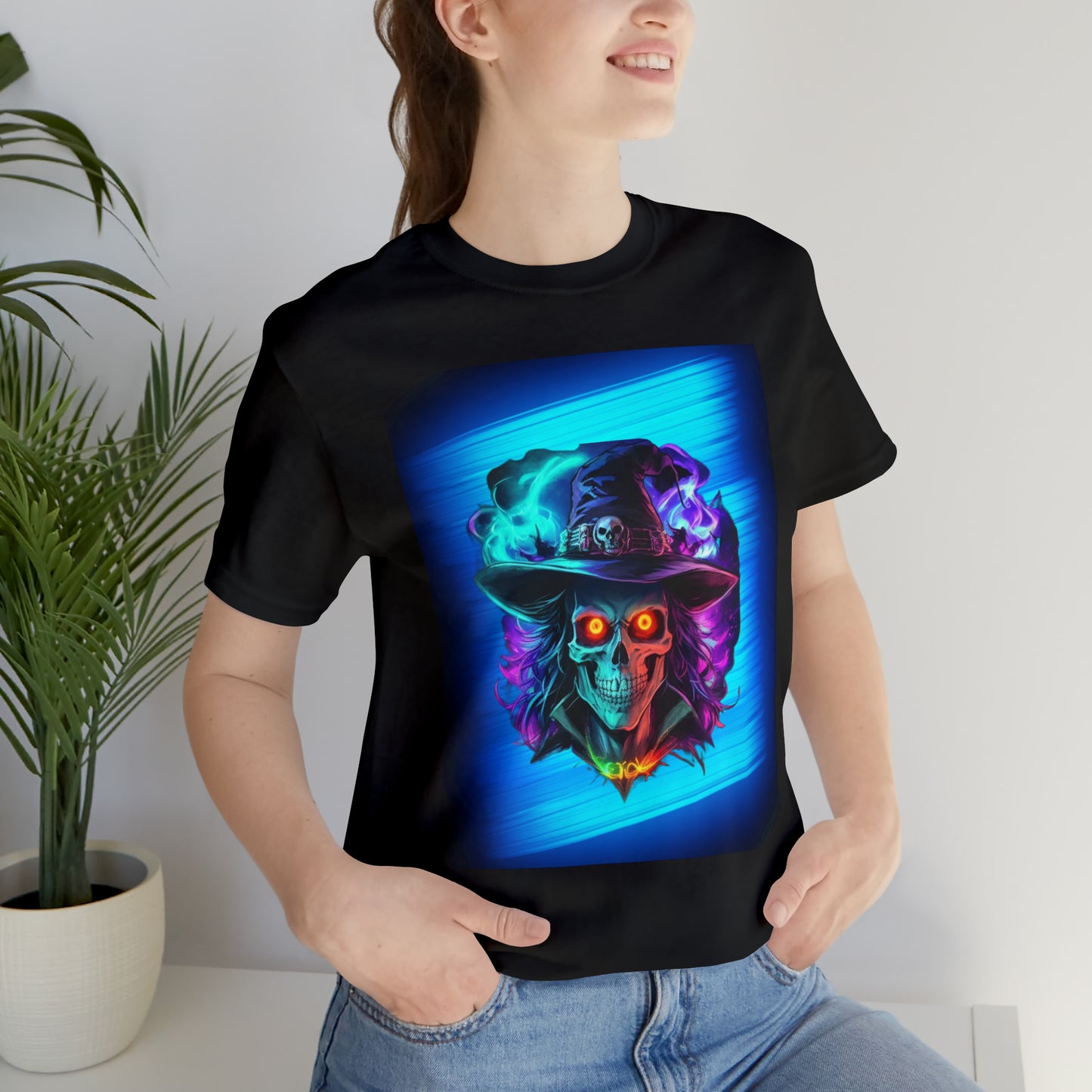 Camiseta de manga corta unisex Jersey - Calaveras de brujas de Halloween - 08
