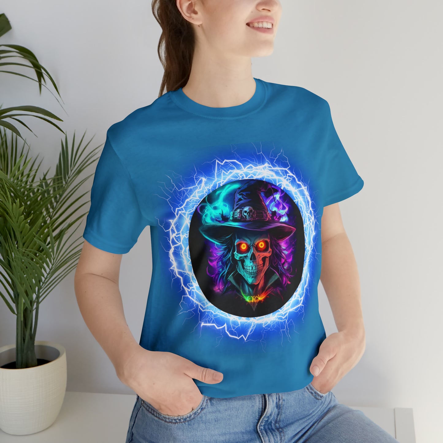 Camiseta de manga corta unisex Jersey - Calaveras de brujas de Halloween - 06