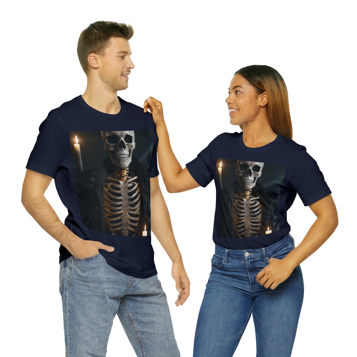 Unisex Jersey Short Sleeve Tee - Halloween Skeleton man AI - 03