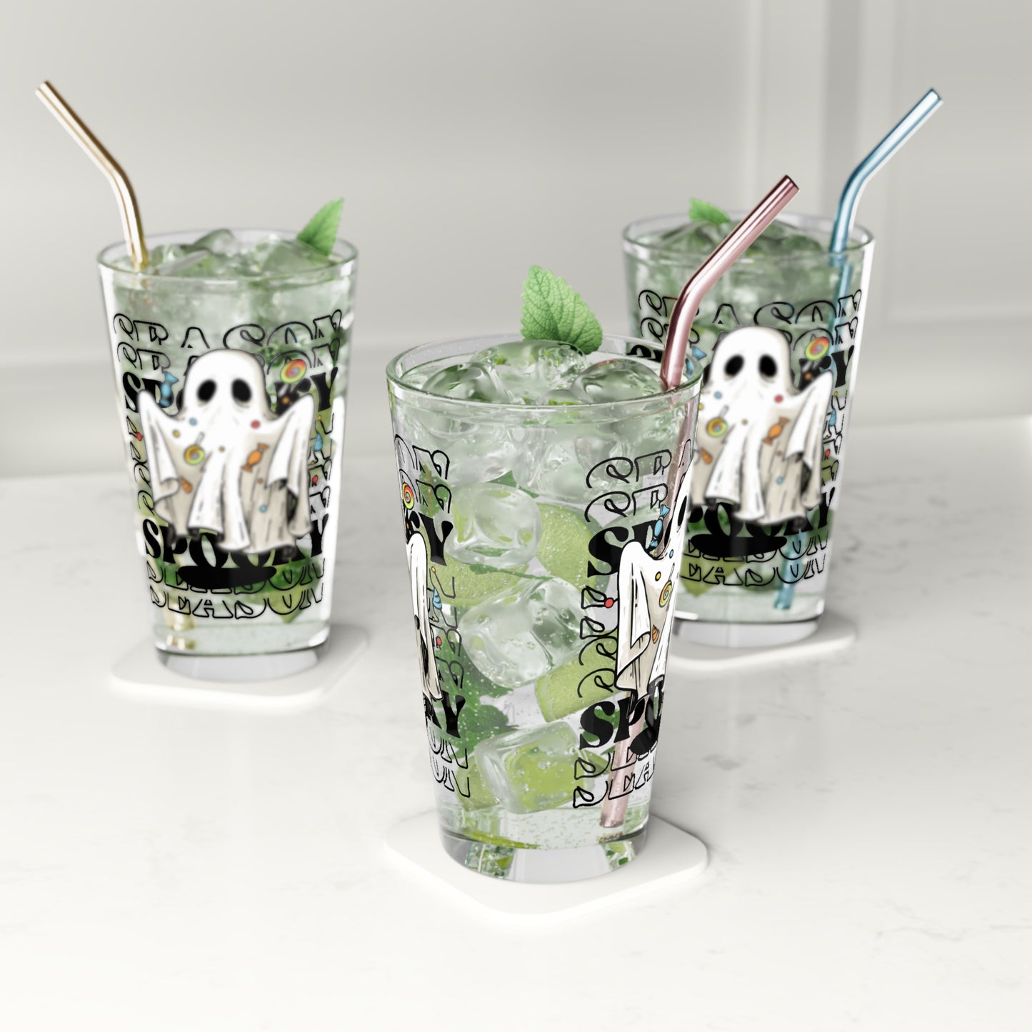 Vaso de pinta, 16 oz - Halloween - Pequeño fantasma - 05