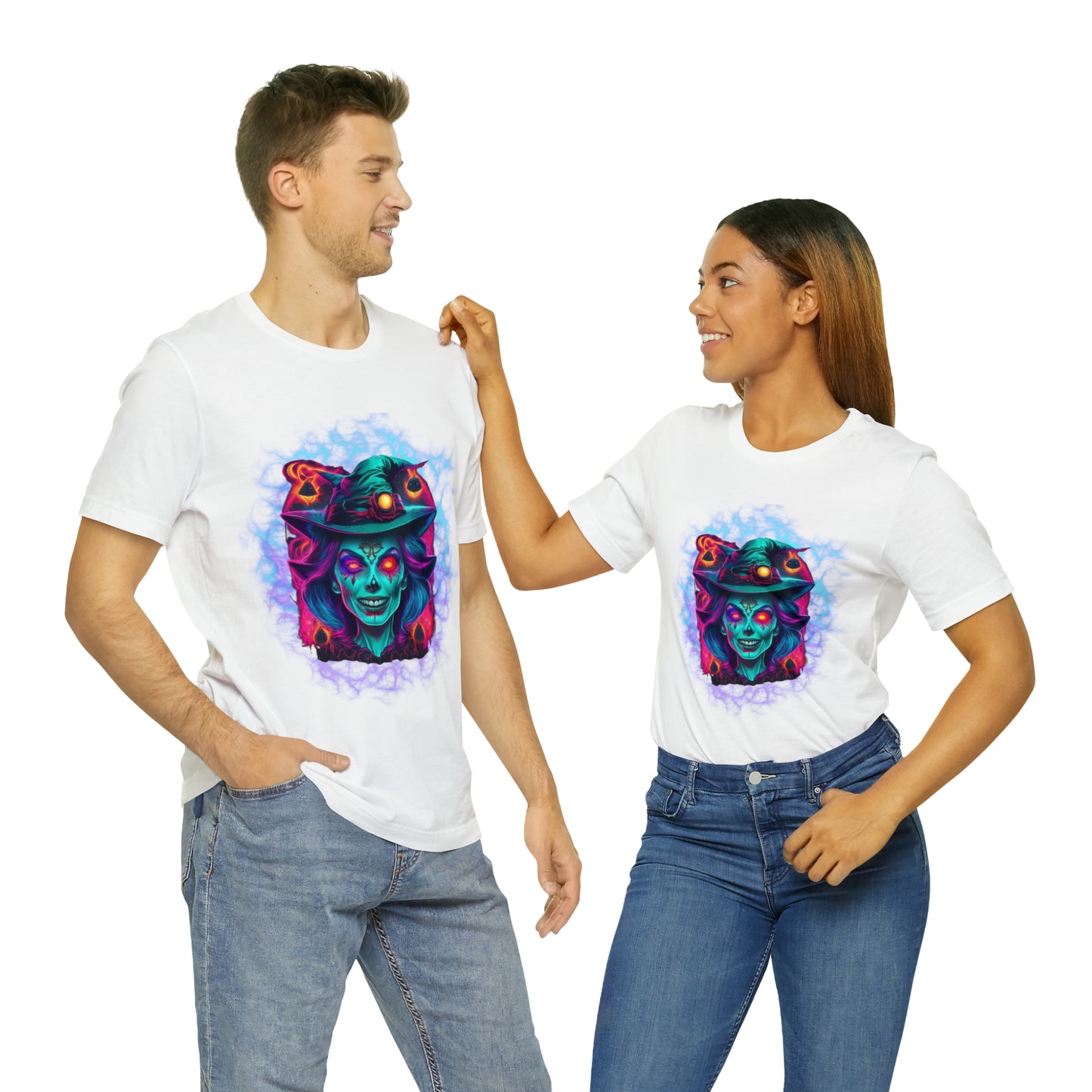 Camiseta de manga corta unisex Jersey - Calaveras de brujas de Halloween - 02