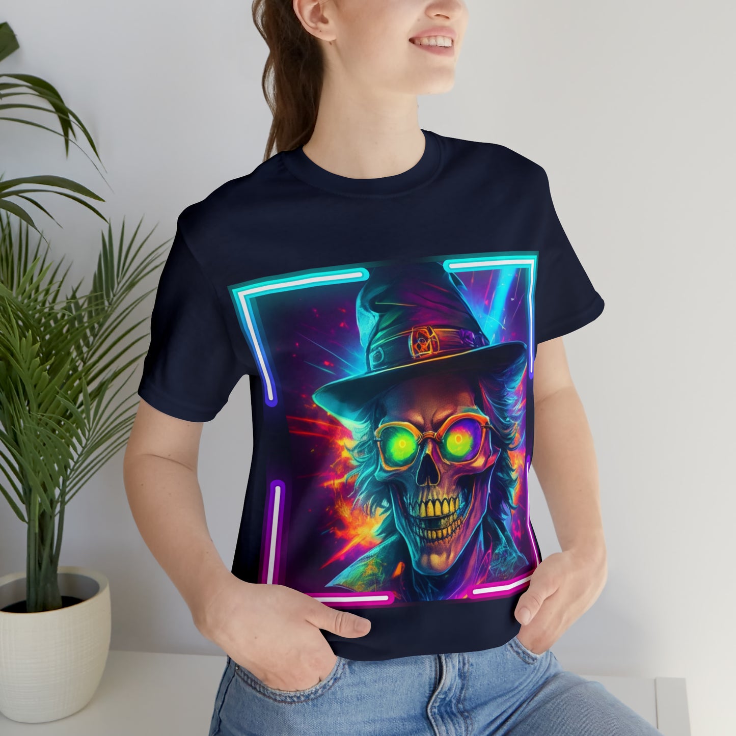 Camiseta de manga corta unisex Jersey - Calaveras de brujas de Halloween - 04
