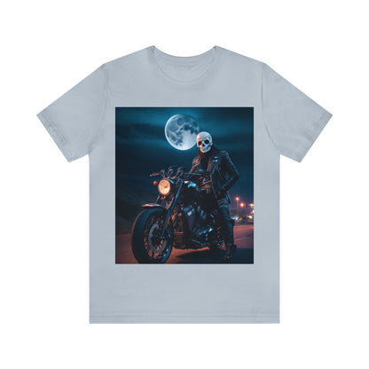 Unisex Jersey Short Sleeve Tee - Halloween Motorcyclist AI - 02