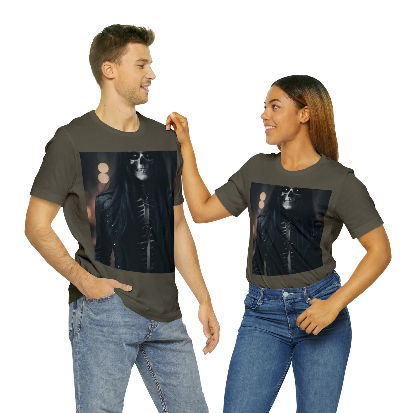 Camiseta de manga corta Unisex Jersey - Halloween Skeleton man AI - 01