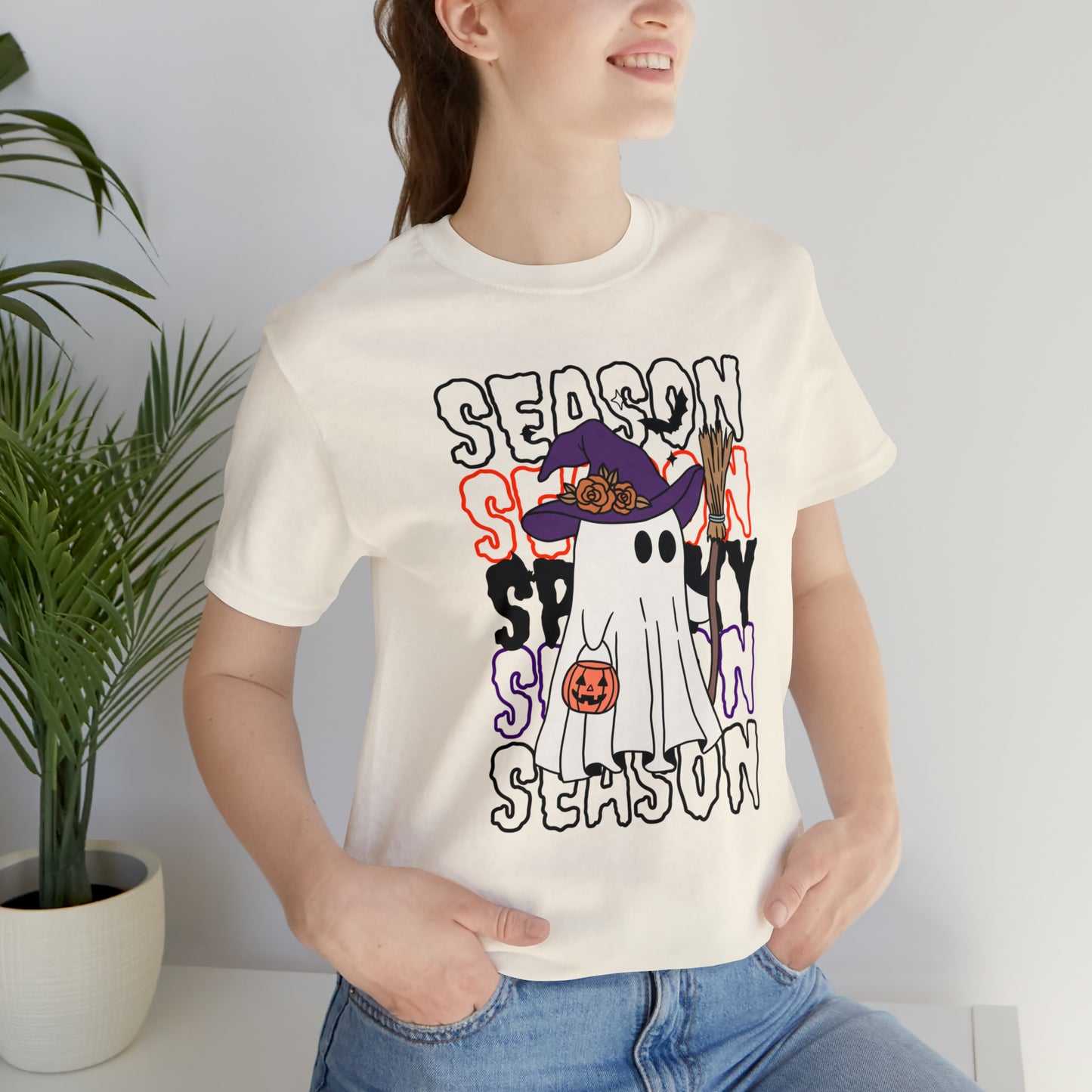 Camiseta de manga corta de jersey unisex - Halloween - Pequeño fantasma - 13