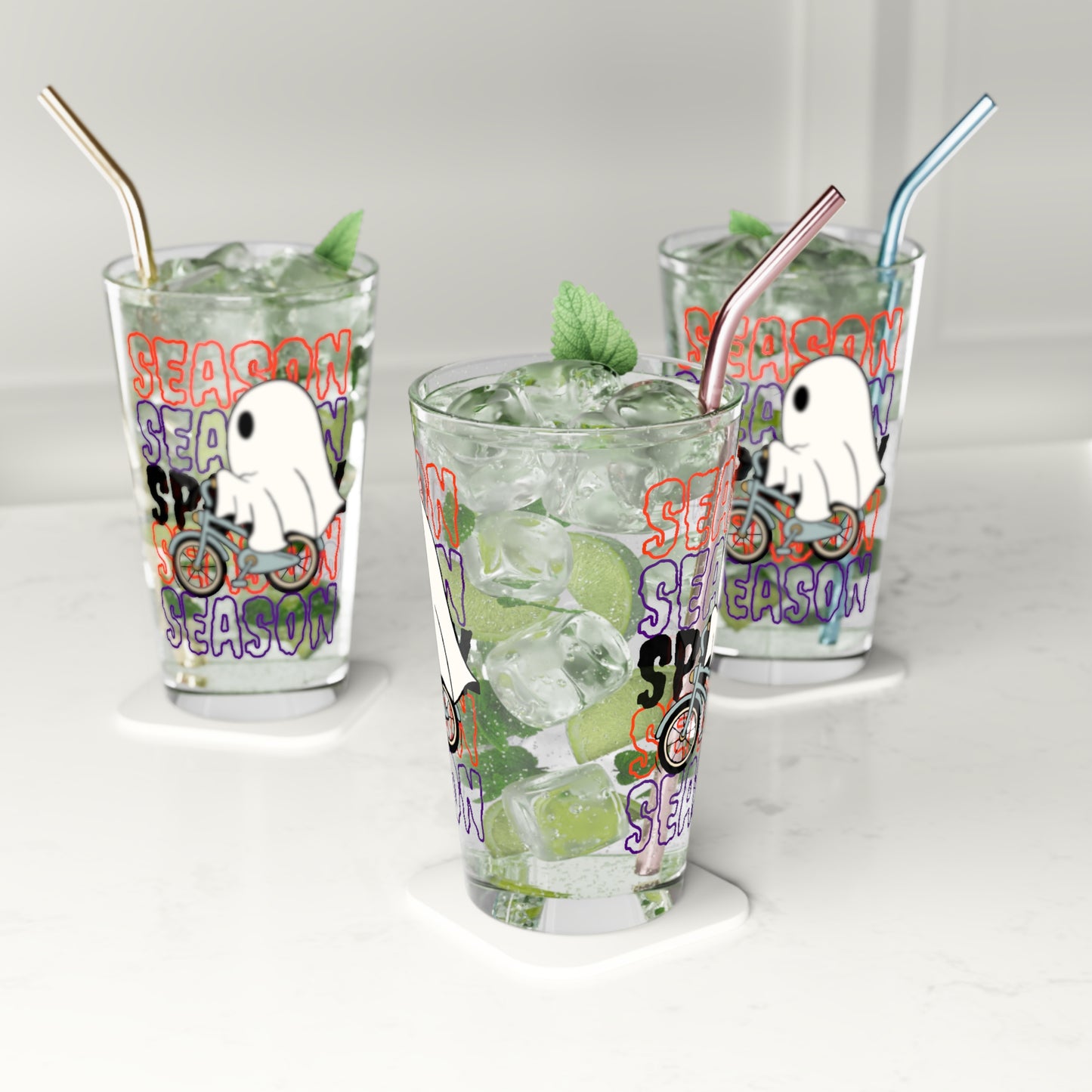 Vaso de pinta, 16 oz - Halloween - Pequeño fantasma - 18