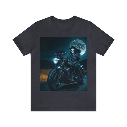 Unisex Jersey Short Sleeve Tee - Halloween Motorcyclist AI - 01