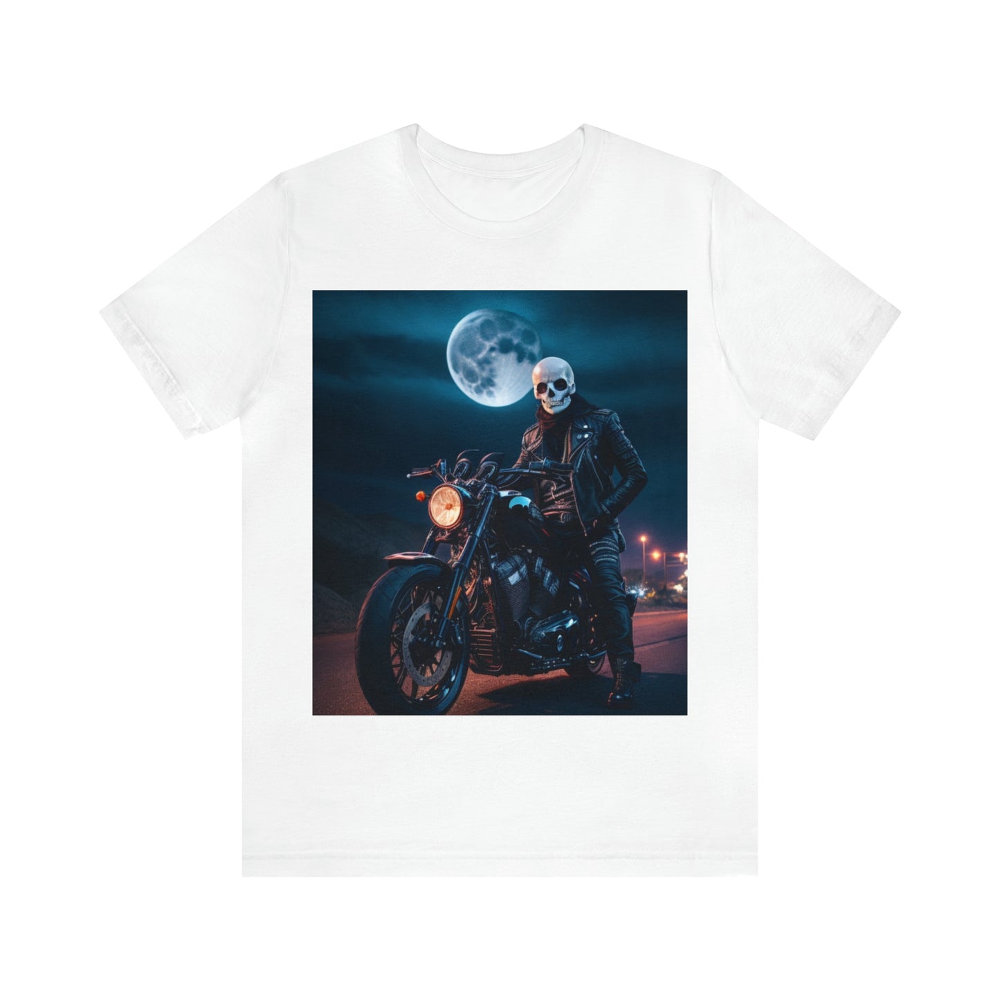 Unisex Jersey Short Sleeve Tee - Halloween Motorcyclist AI - 02