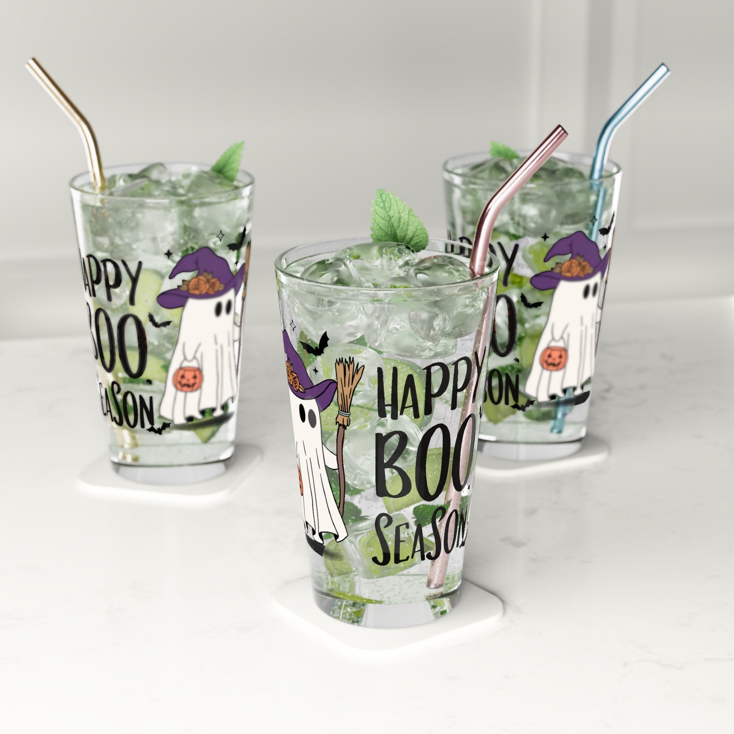 Vaso de pinta, 16 oz - Halloween - Pequeño fantasma - 21