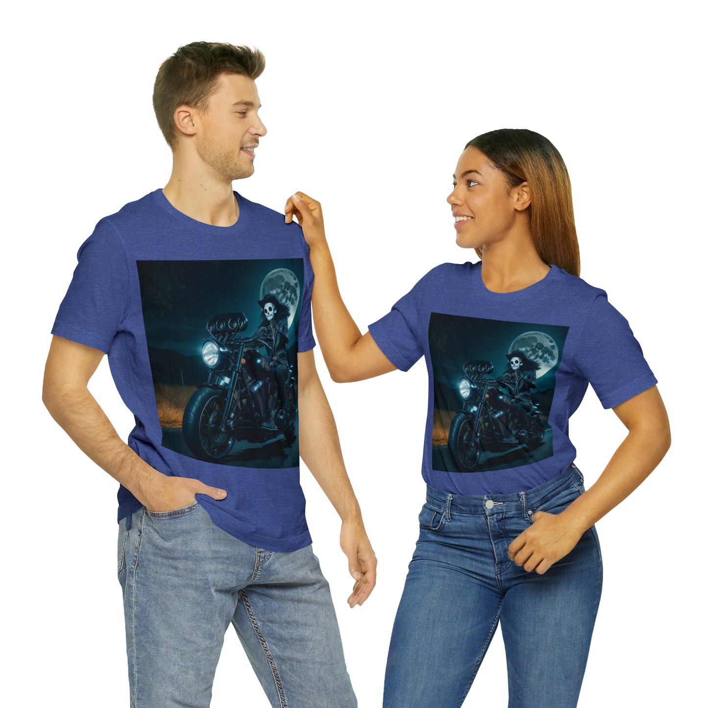 Camiseta de manga corta Unisex Jersey - Motociclista de Halloween AI - 01
