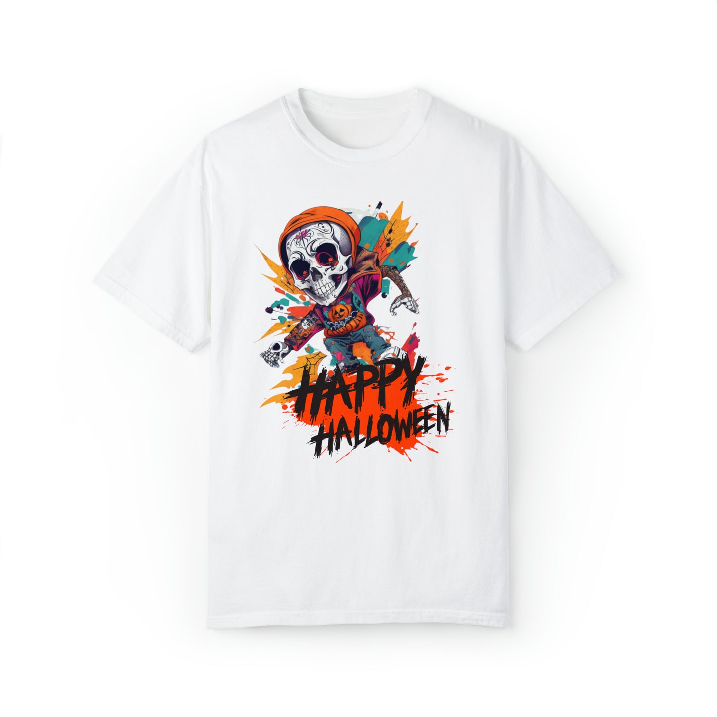 Camiseta unisex teñida en prenda - Halloween - Calavera joven