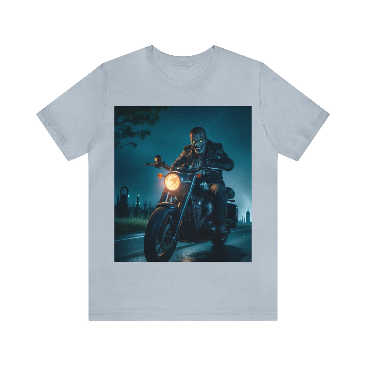 Unisex Jersey Short Sleeve Tee - Halloween Motorcyclist AI - 03