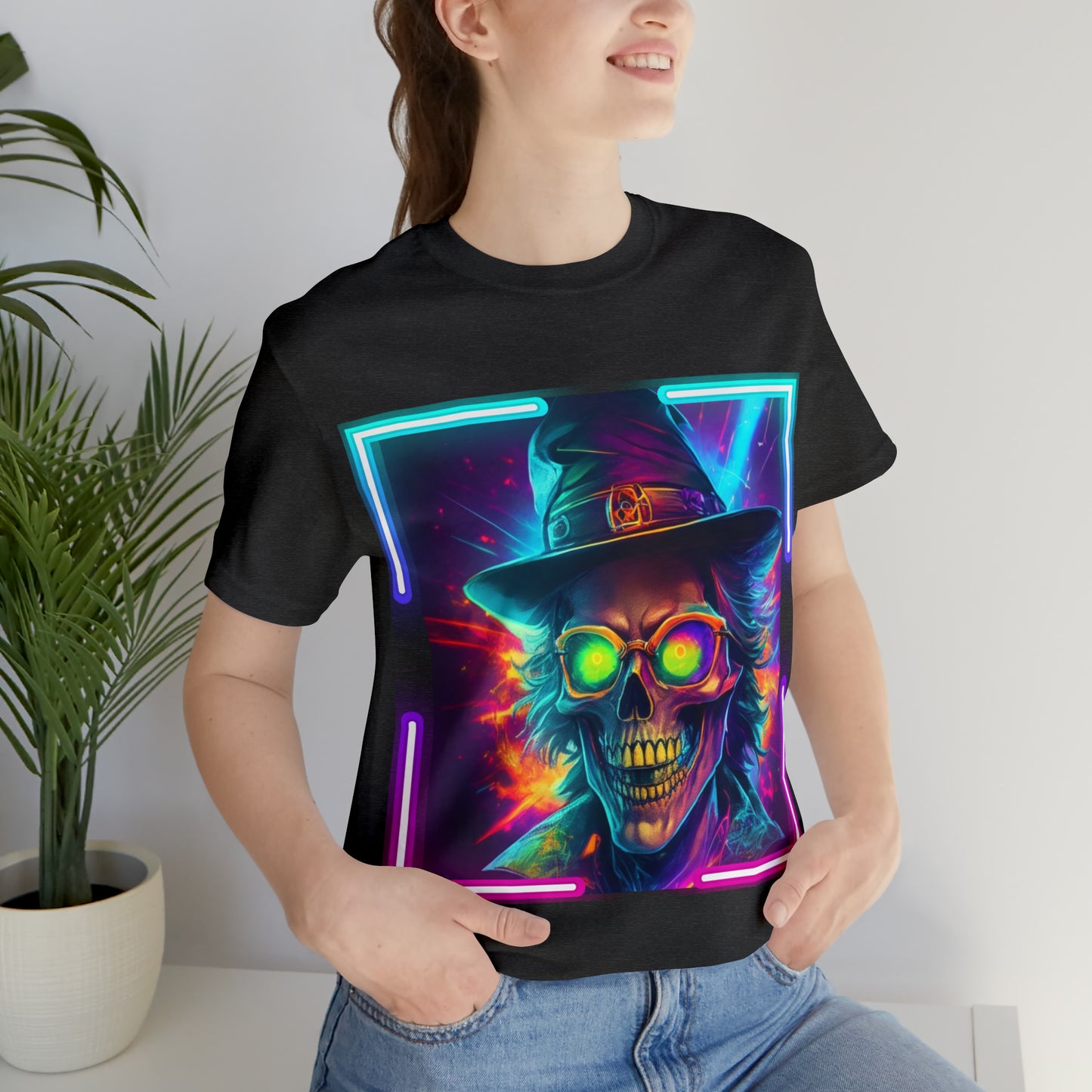 Camiseta de manga corta unisex Jersey - Calaveras de brujas de Halloween - 04