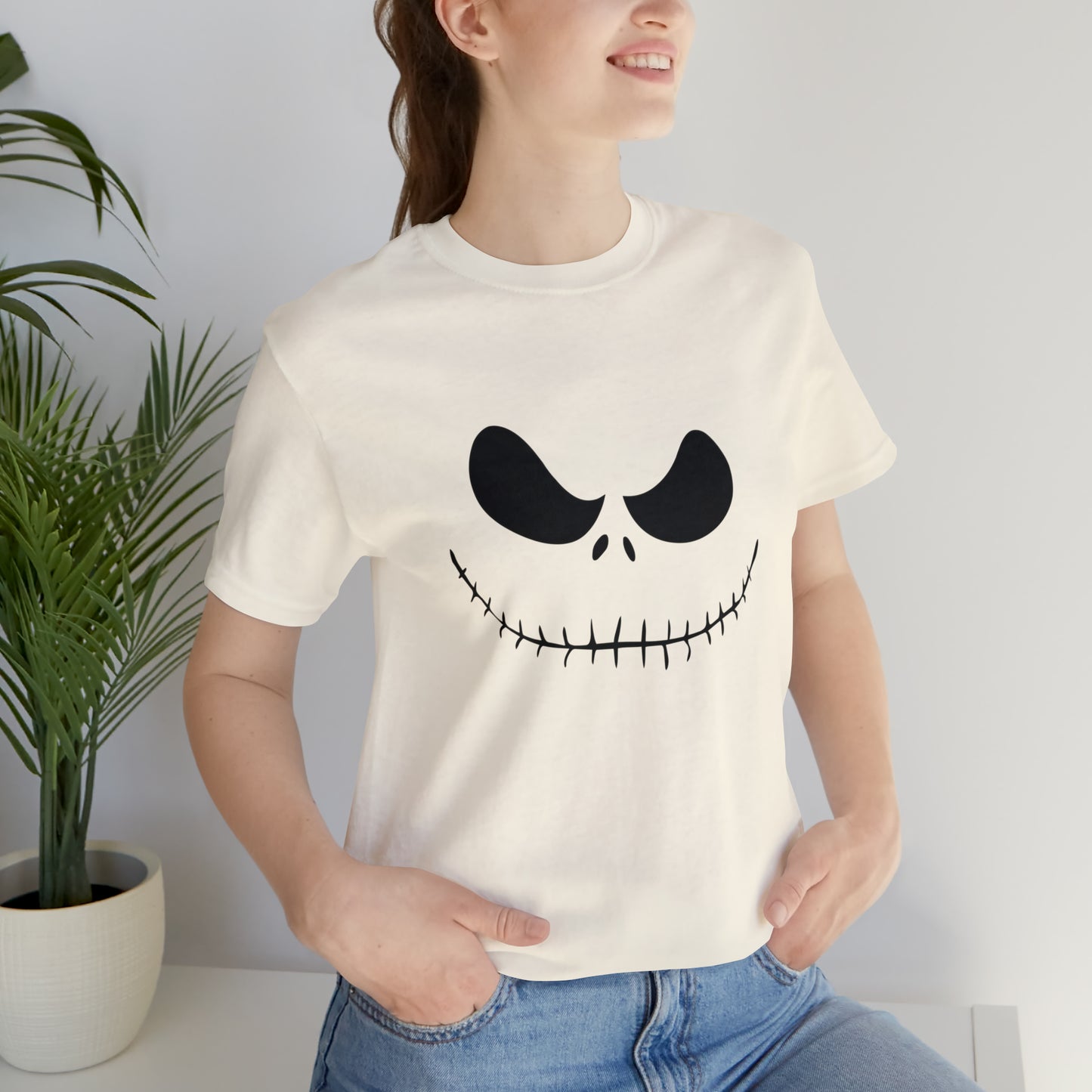 Camiseta de manga corta Unisex Jersey - Cara de terror de Halloween - 02