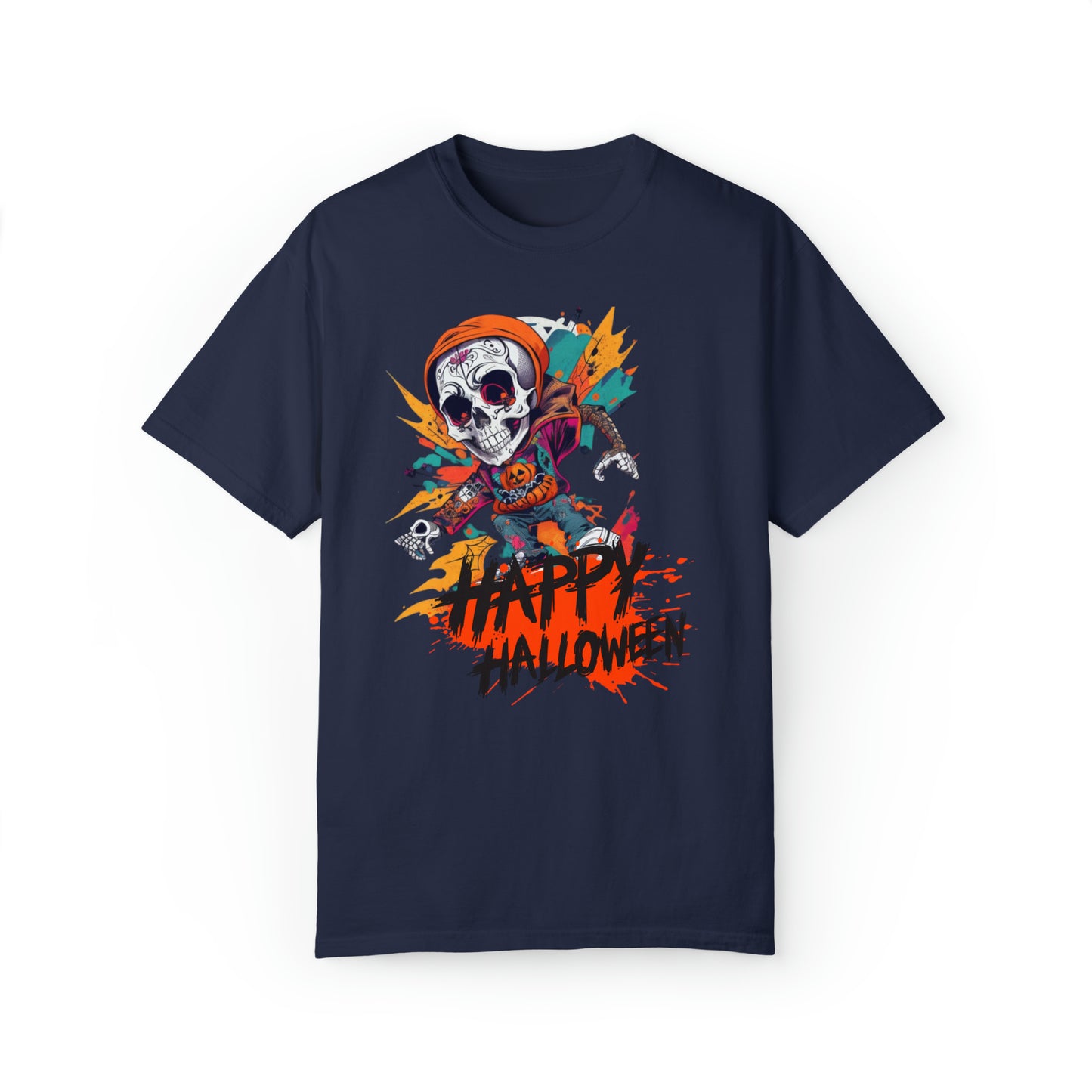 Camiseta unisex teñida en prenda - Halloween - Calavera joven