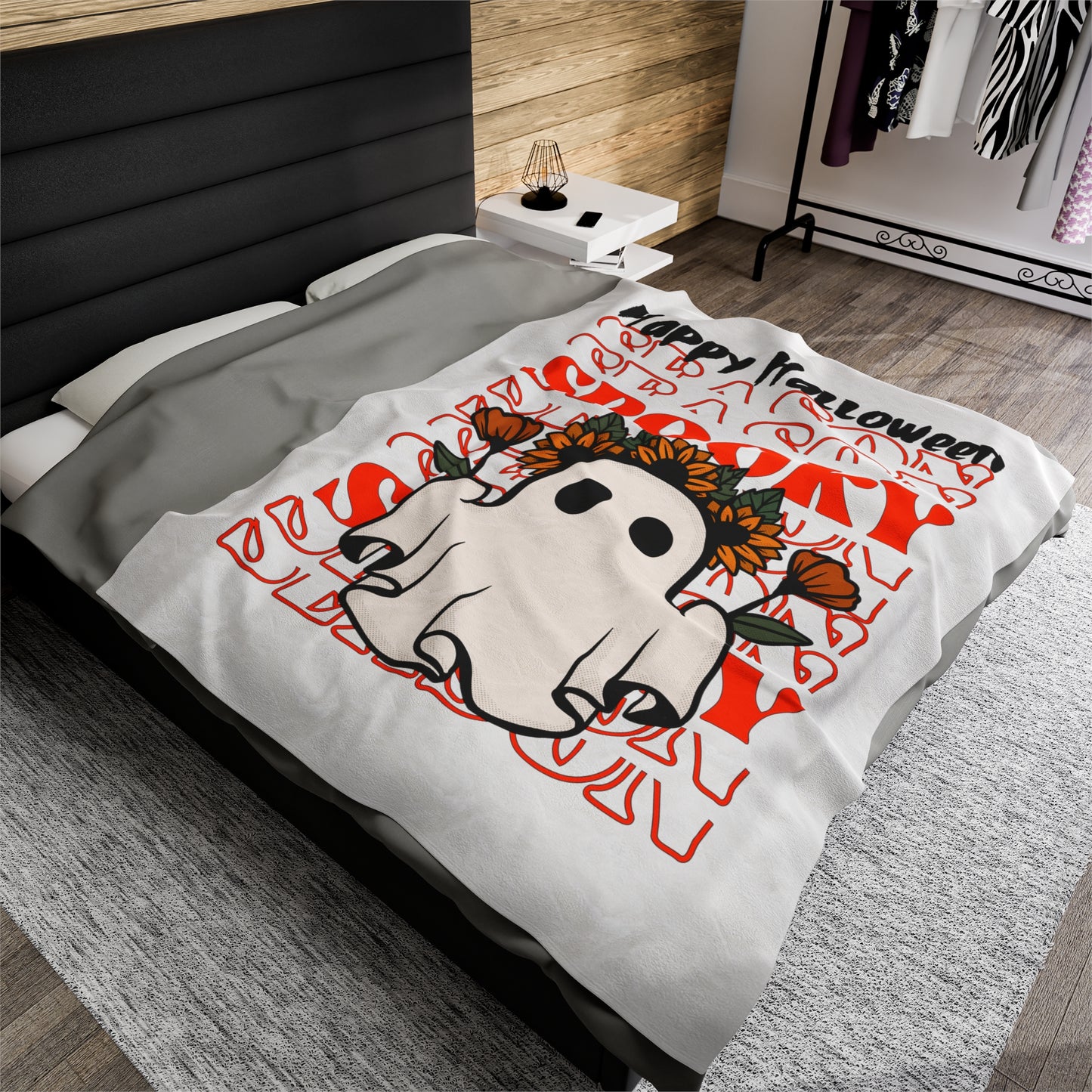 Couverture en Peluche Velours - Halloween - Petit Fantôme - 11