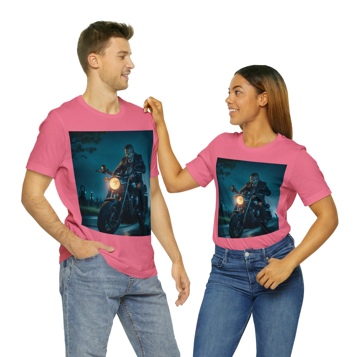 Camiseta de manga corta unisex Jersey - Halloween Motociclista AI - 03