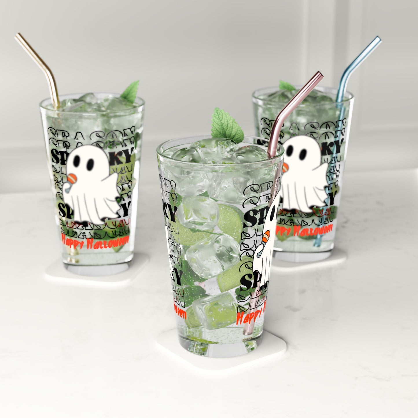 Verre à pinte, 16oz - Halloween - Petit Fantôme - 06