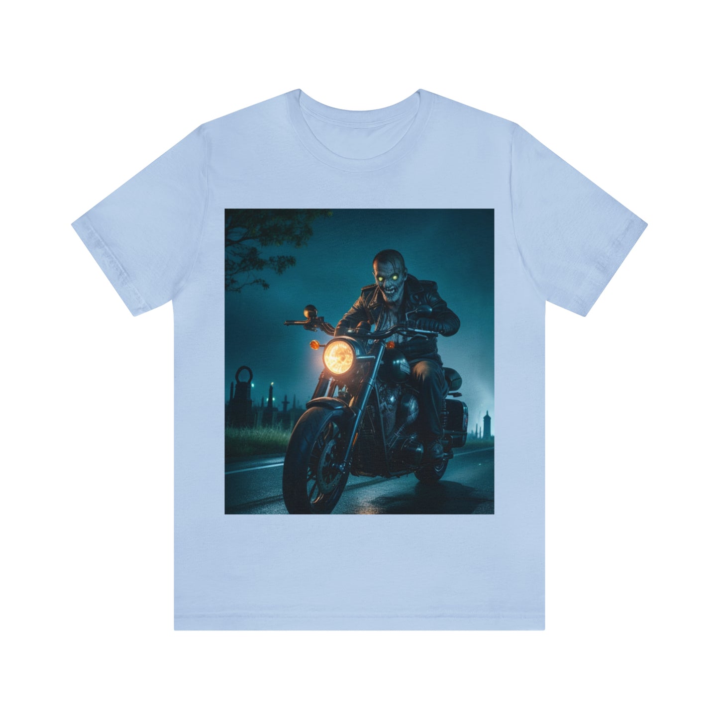 Unisex Jersey Short Sleeve Tee - Halloween Motorcyclist AI - 03