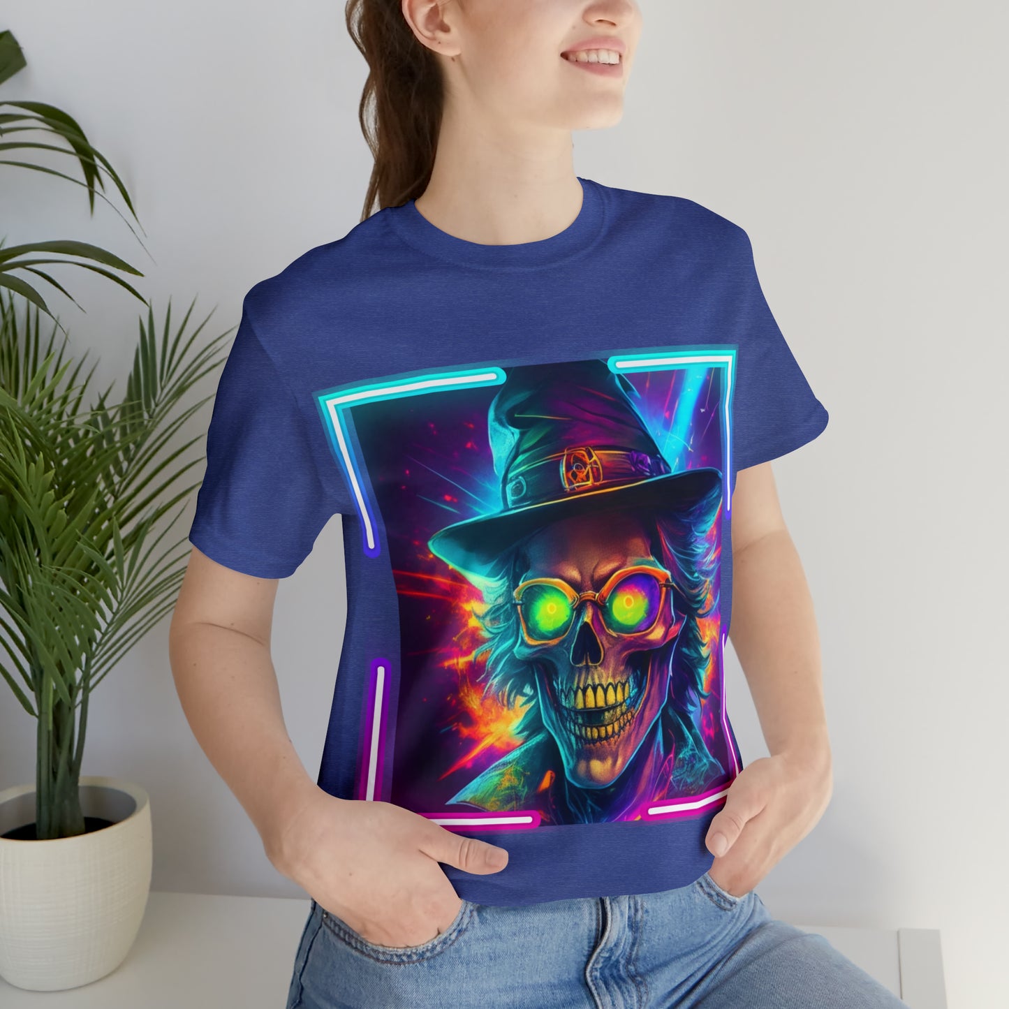 Camiseta de manga corta unisex Jersey - Calaveras de brujas de Halloween - 04