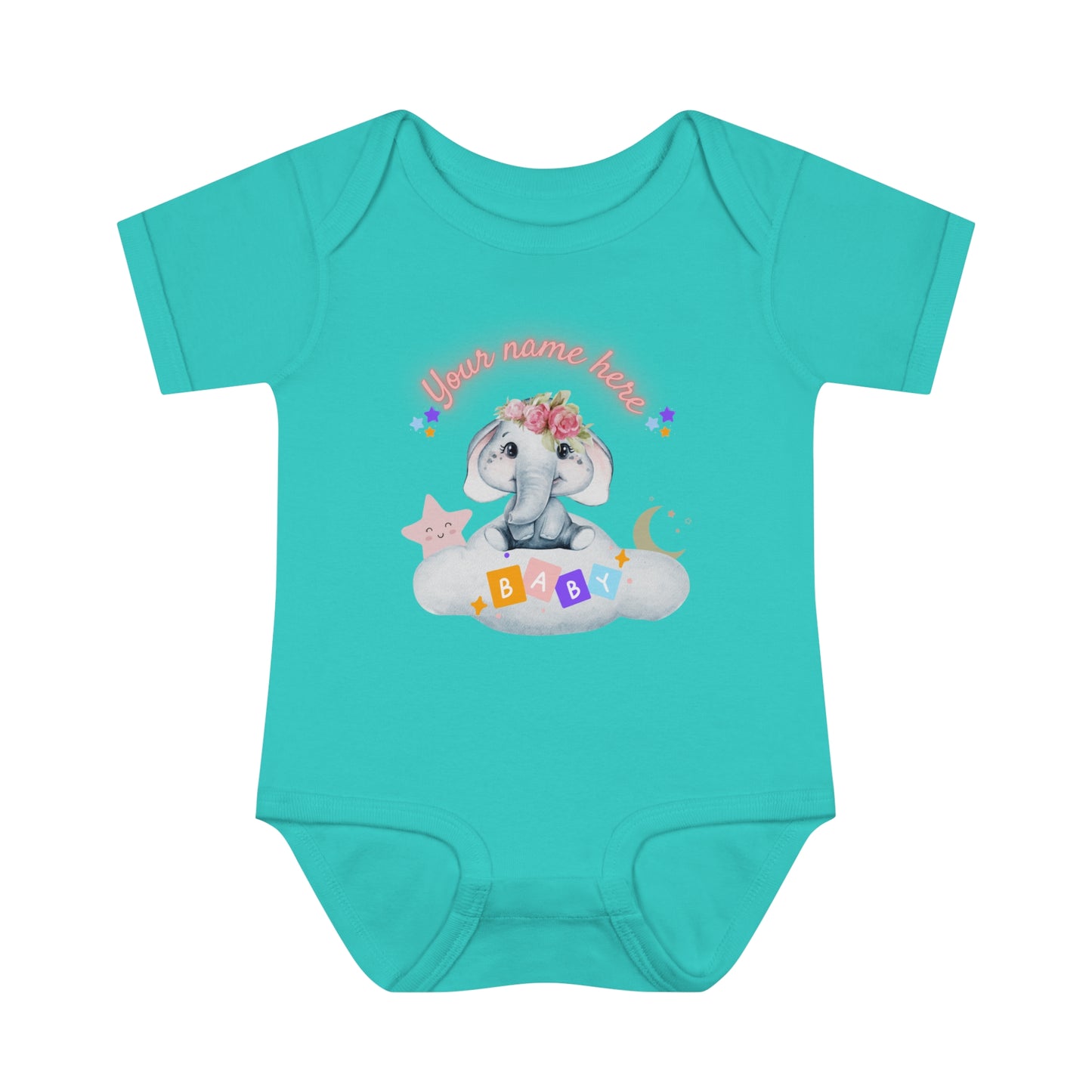 Infant Baby Rib Bodysuit - Baby elephant - Custom - 03