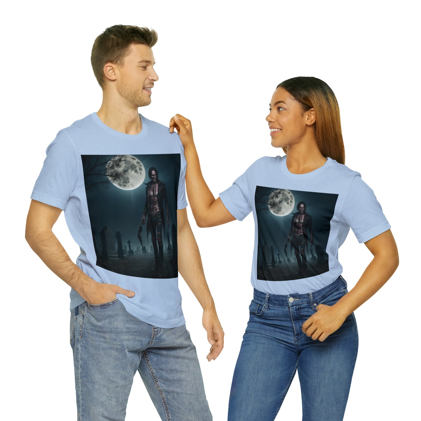 Unisex Jersey Short Sleeve Tee - Halloween Skeleton man AI - 04