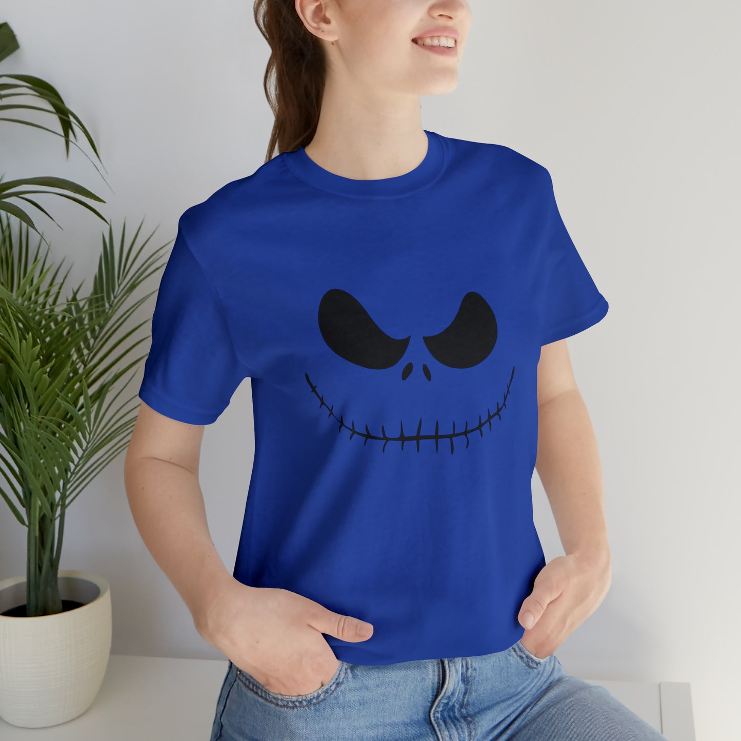 Camiseta de manga corta Unisex Jersey - Cara de terror de Halloween - 02