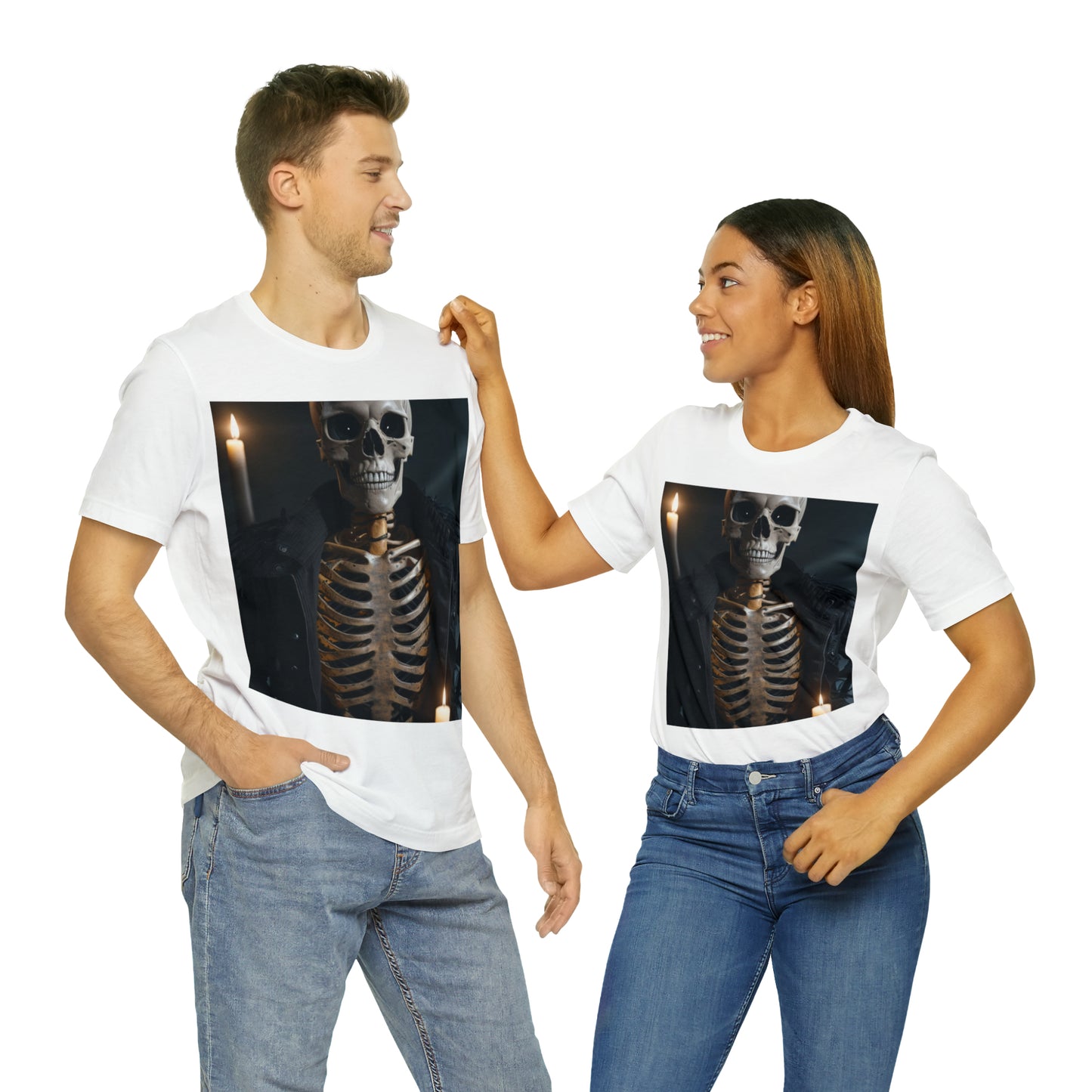 Unisex Jersey Short Sleeve Tee - Halloween Skeleton man AI - 03