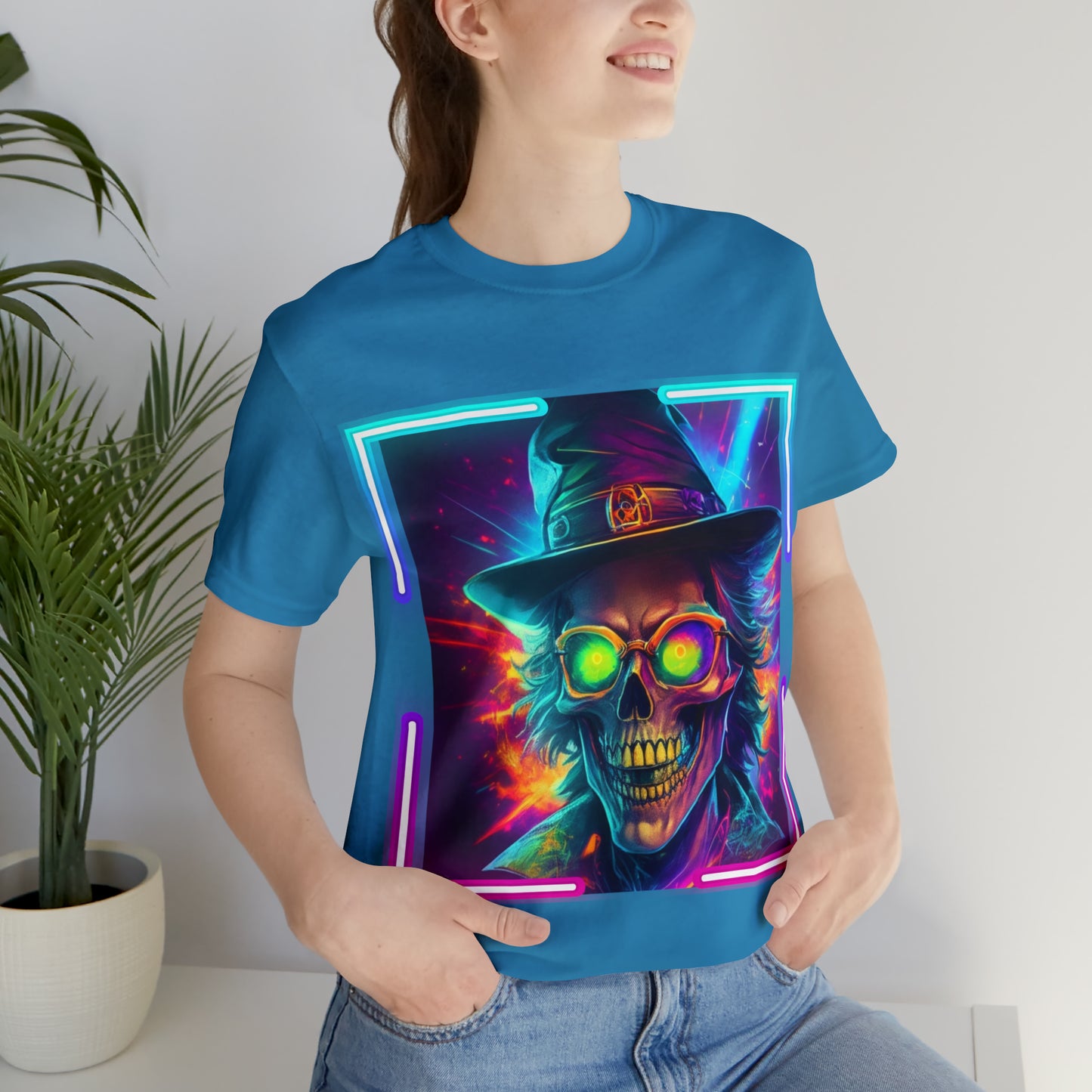 Camiseta de manga corta unisex Jersey - Calaveras de brujas de Halloween - 04
