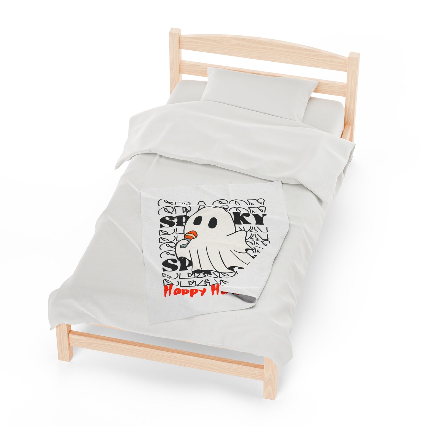 Couverture en peluche en velours - Halloween - Petit Fantôme - 06