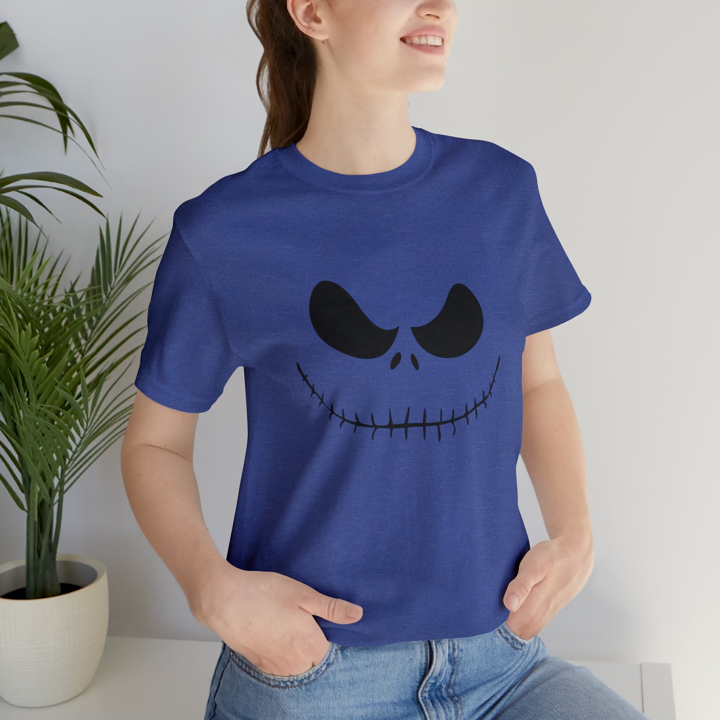 Camiseta de manga corta Unisex Jersey - Cara de terror de Halloween - 02