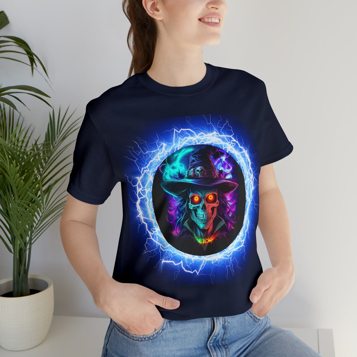 Camiseta de manga corta unisex Jersey - Calaveras de brujas de Halloween - 06