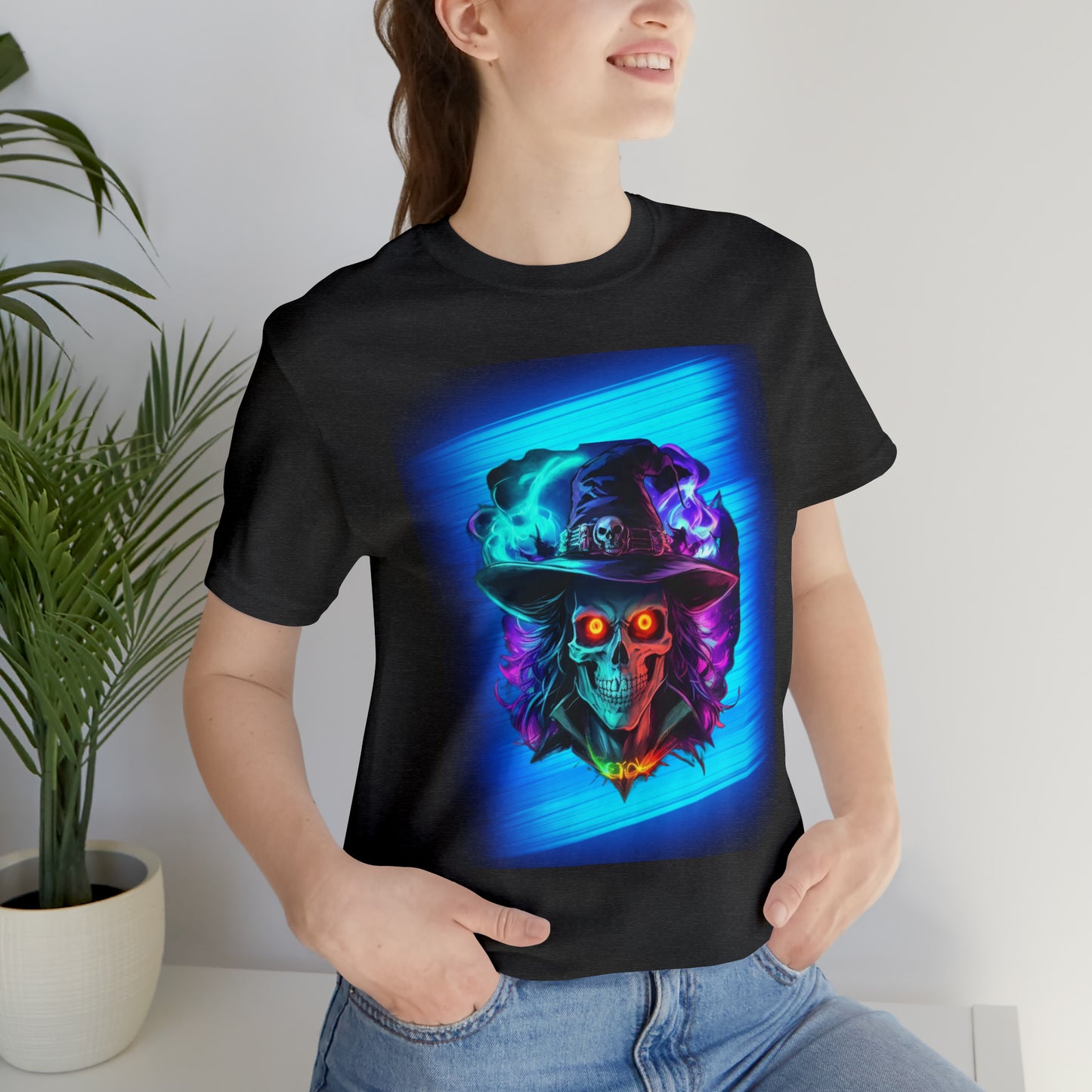 Camiseta de manga corta unisex Jersey - Calaveras de brujas de Halloween - 08